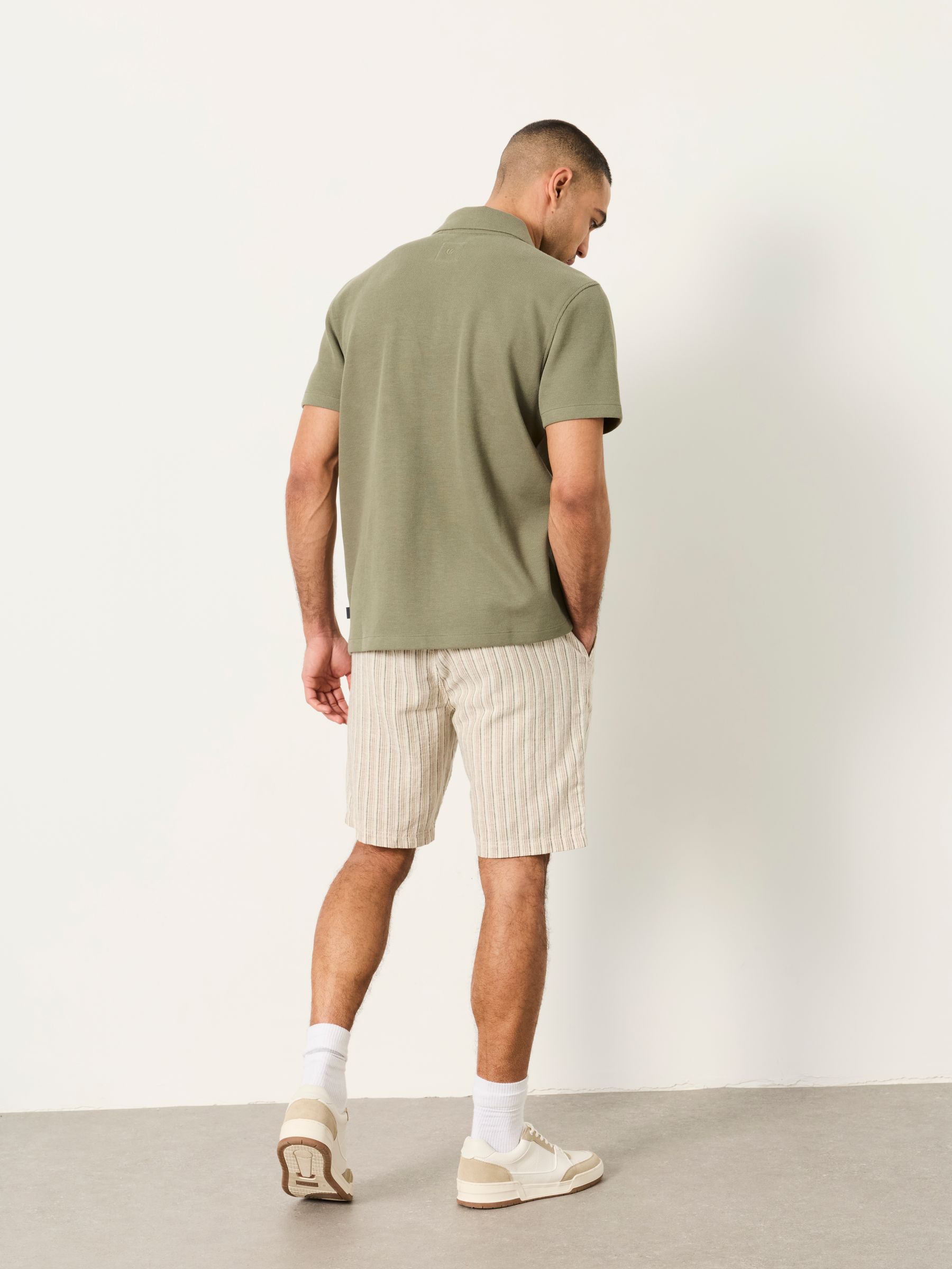 Salcombe Natural Stripe Linen Cotton Shorts - Image 4 of 5