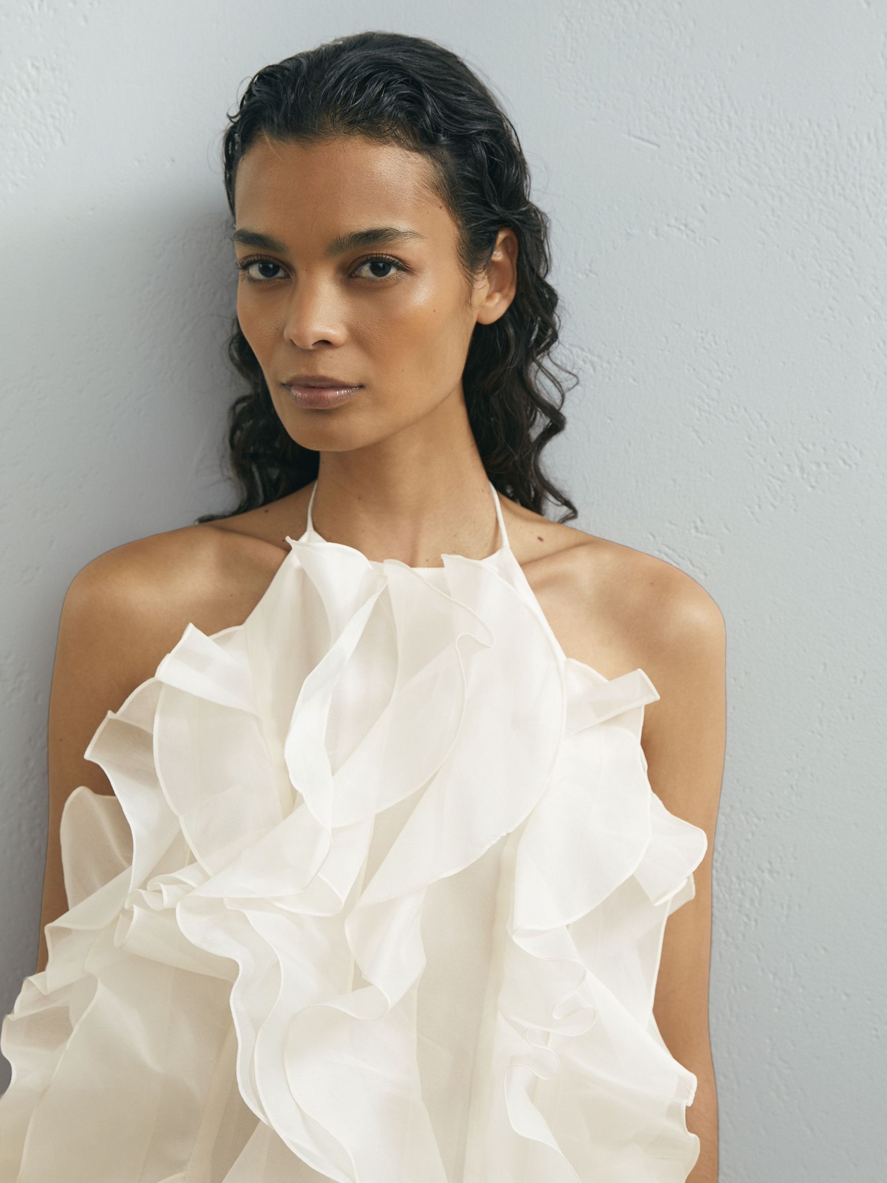 Atelier Silk-Organza Ruffle Maxi Dress in Off White - image 3