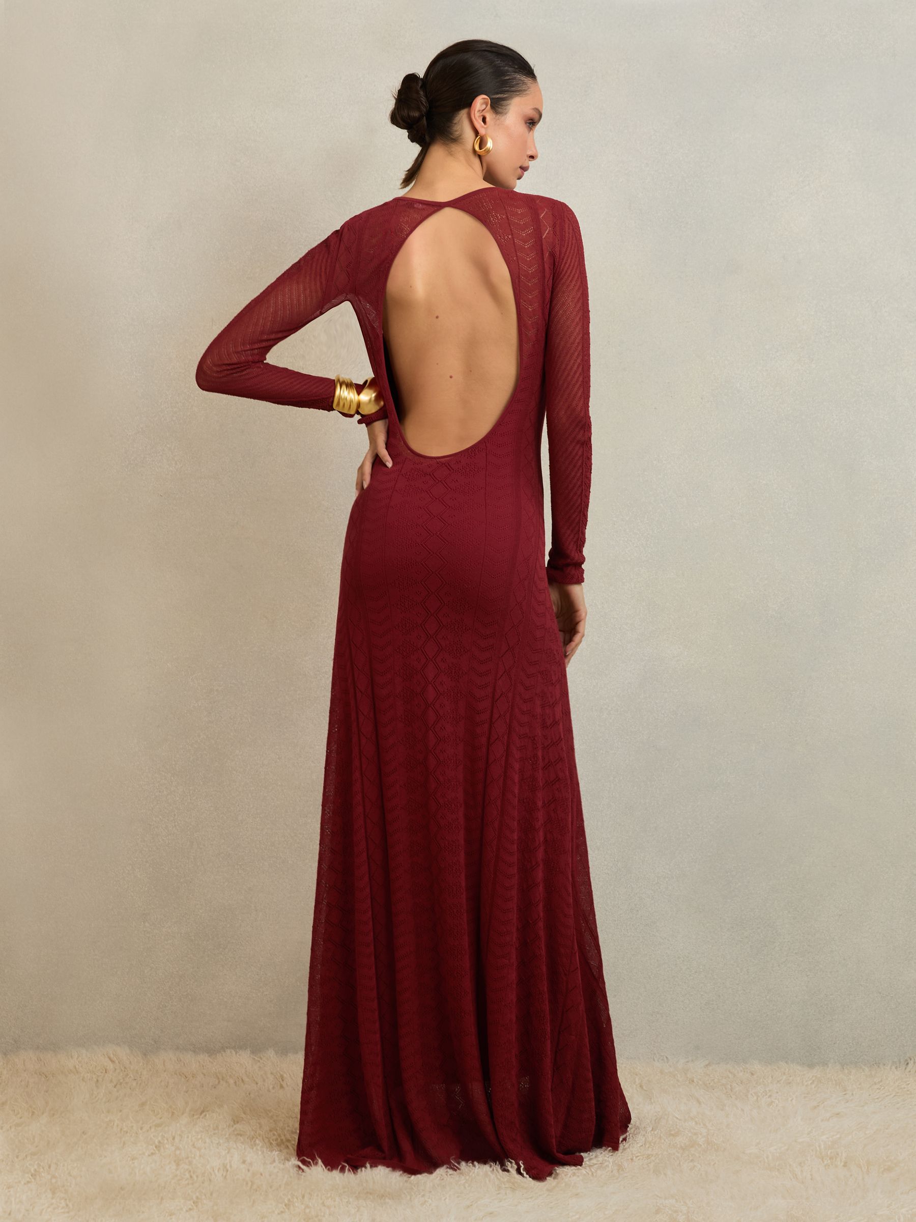 Atelier Pointelle-Knit Maxi Dress in Red - image 4