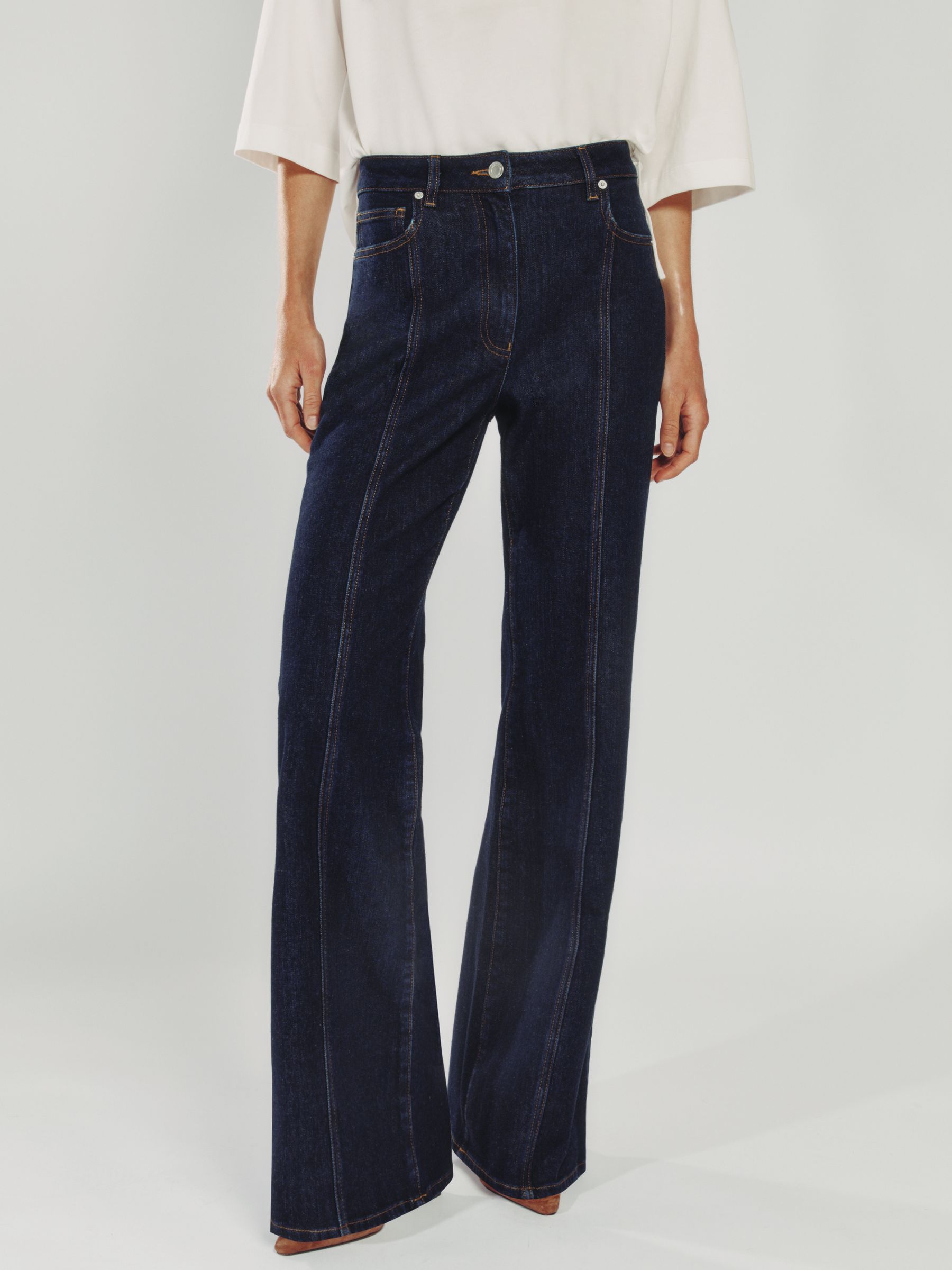 Petite Flared Seam-Detail Jeans in Indigo - Image 4 of 8