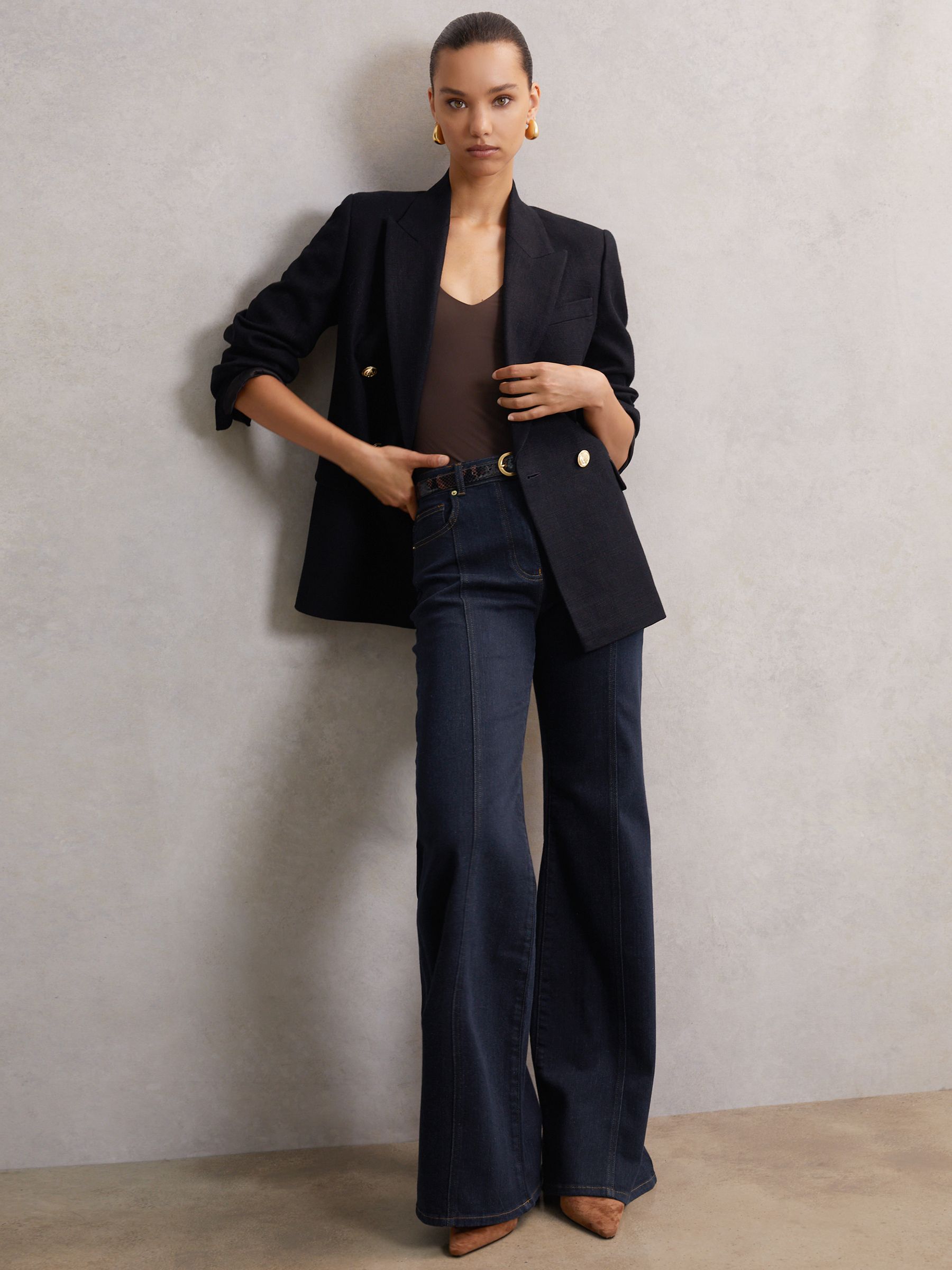 Petite Flared Seam-Detail Jeans in Indigo - Image 6 of 8