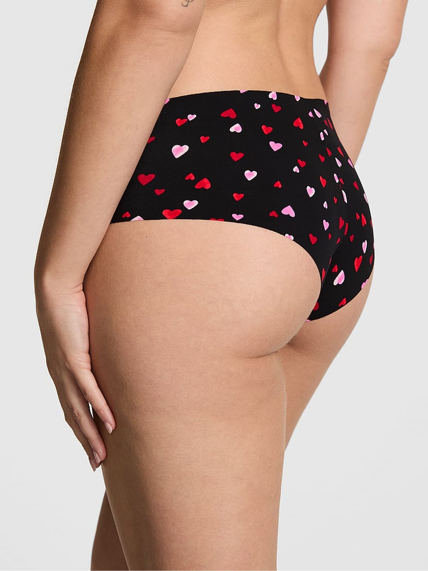 Black Heart Print Cheeky No Show Knickers - Image 2 of 2