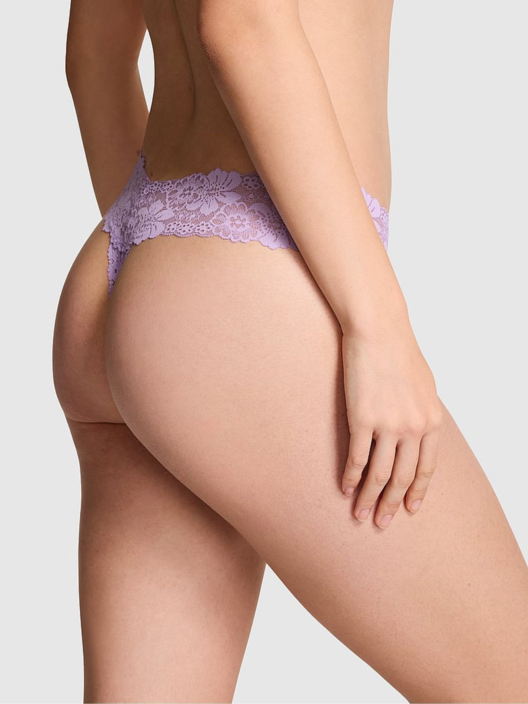 Purple Aster Thong Floral Lace Knickers - Image 2 of 2