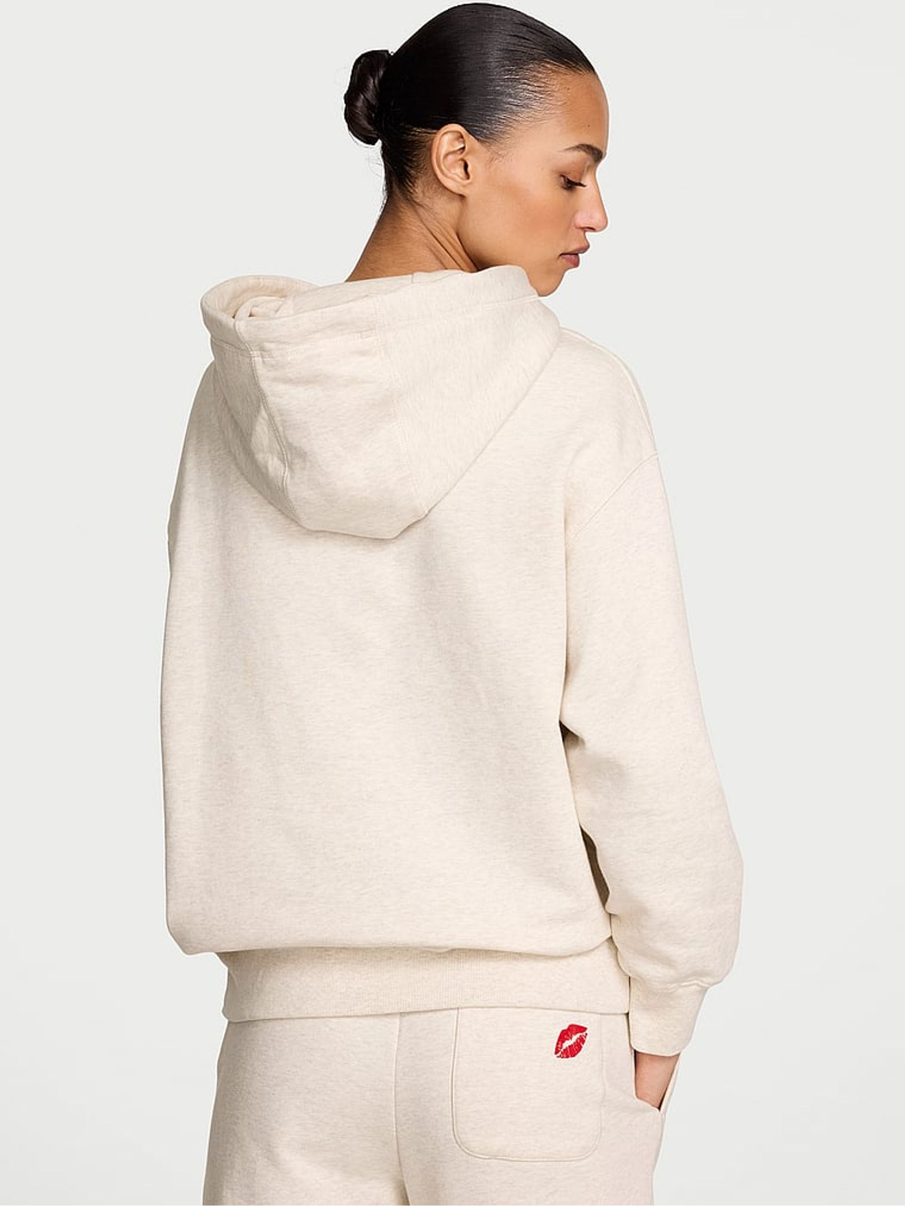 Natural Heather White Fleece Hoodie - Image 2 of 2