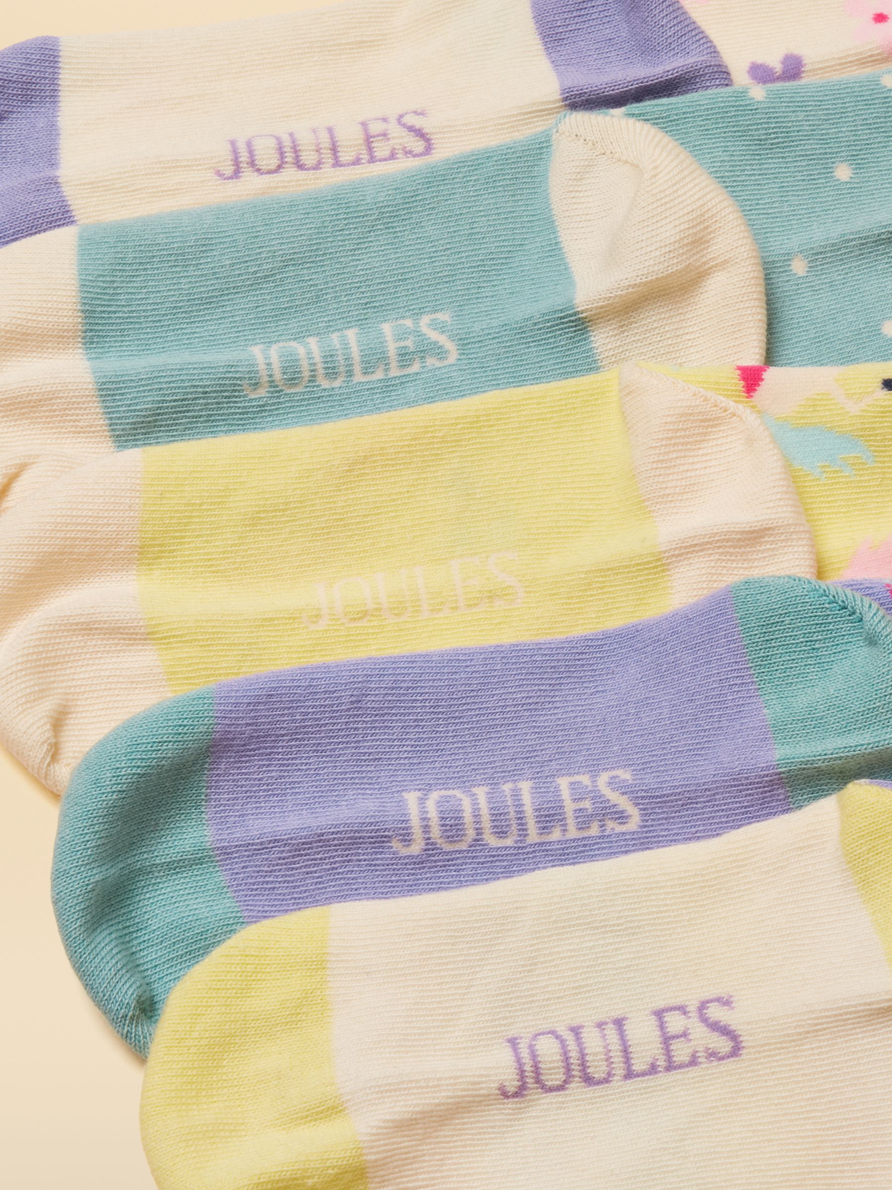 Kids' Neat Feet Blue Yellow Horse Socks 5 Pack - Image 4 of 4