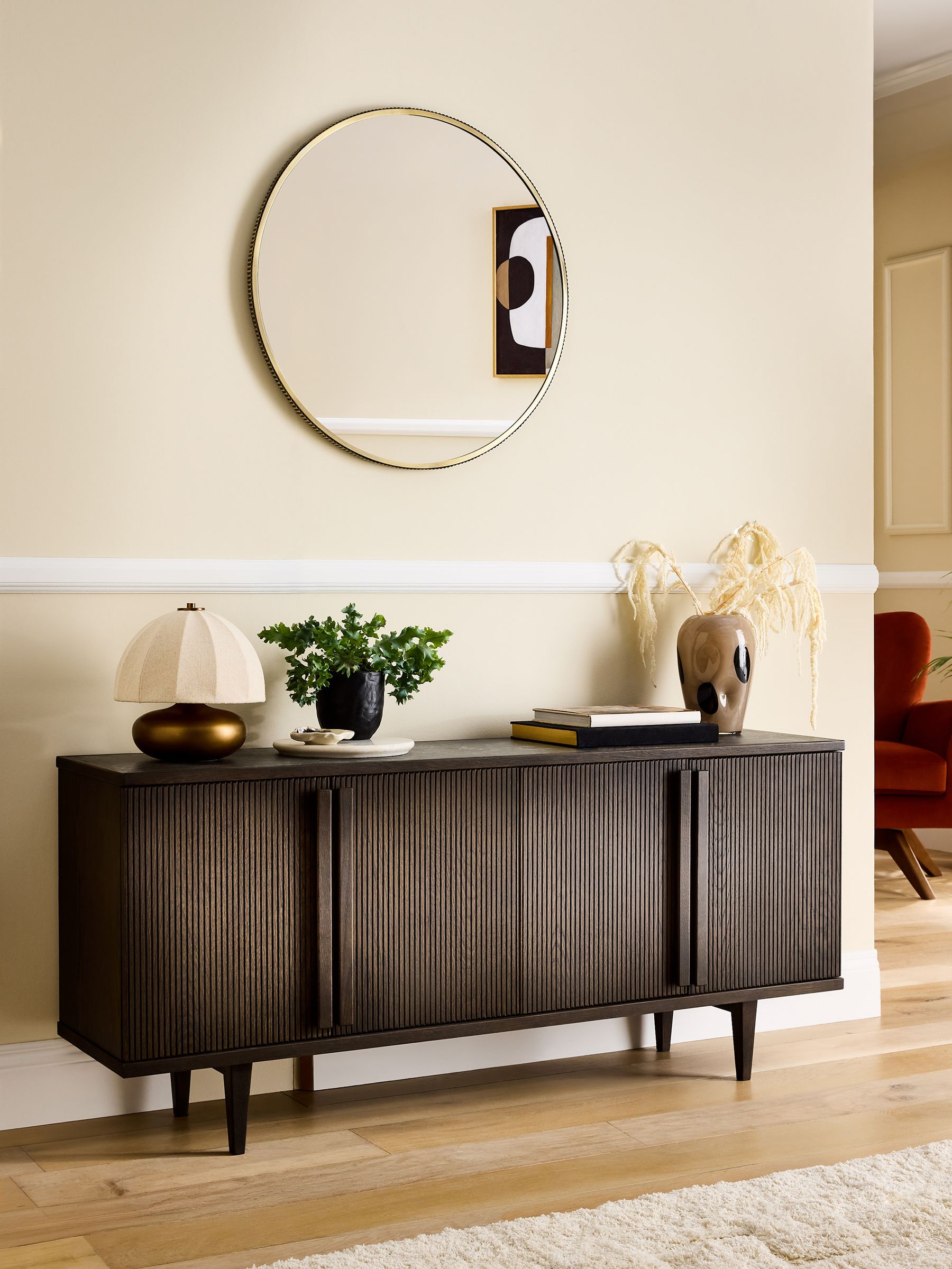 Brunswick Large Sideboard in Ribbed Dark Oak - Image 1 of 9