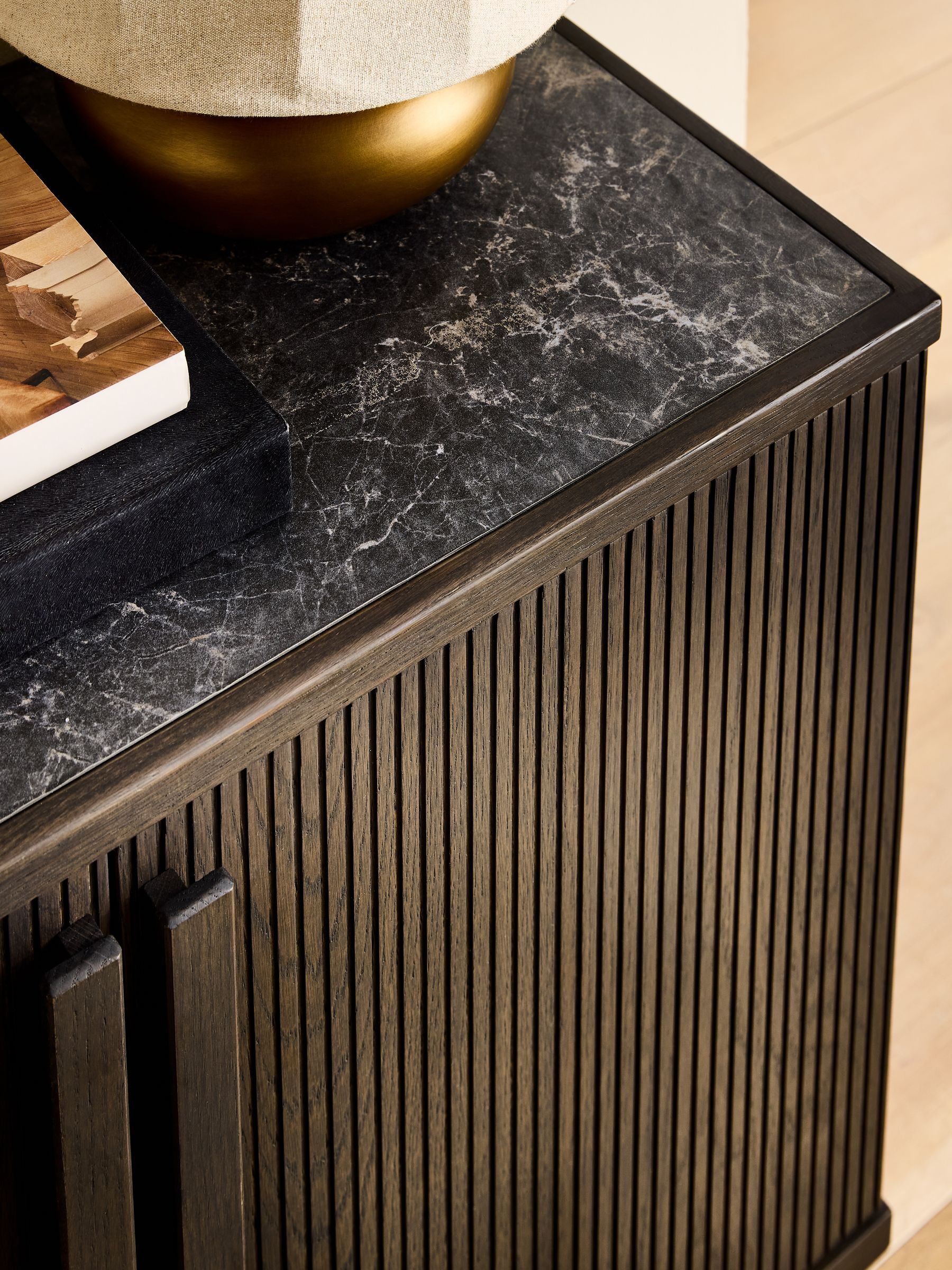 Brunswick Large Sideboard in Ribbed Dark Oak - Image 5 of 9