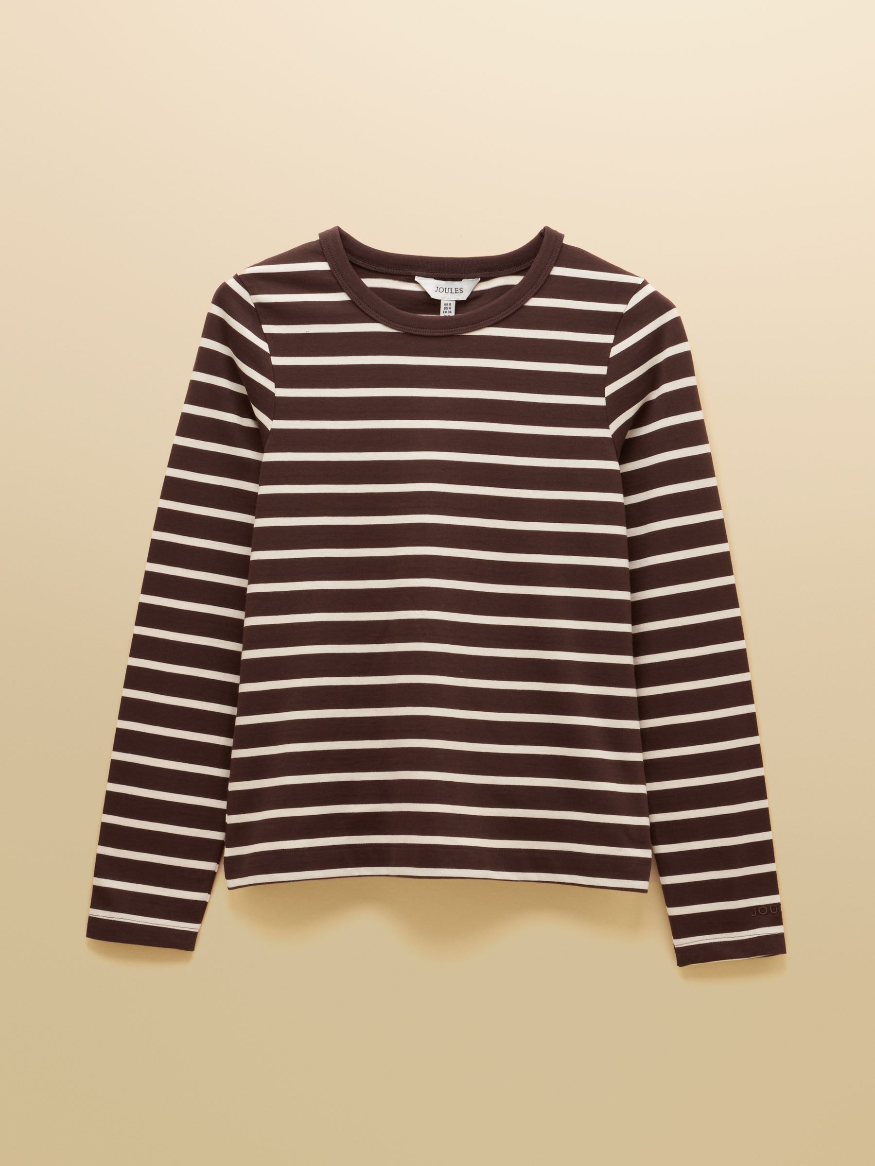 Isabella Chocolate Brown 100% Cotton Jersey Breton Top - Image 7 of 7