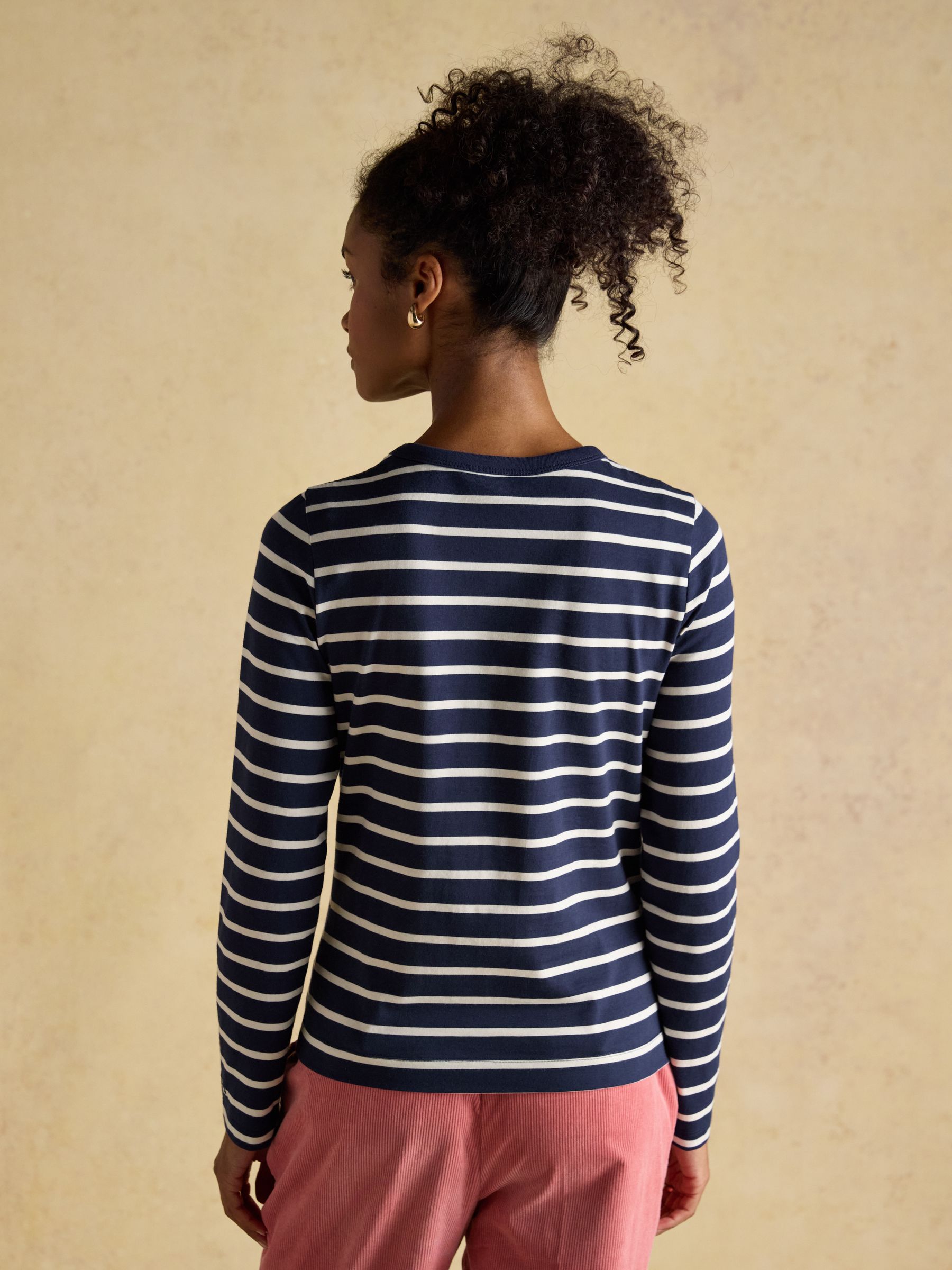 Isabella Navy 100% Cotton Jersey Breton Top - Image 2 of 7
