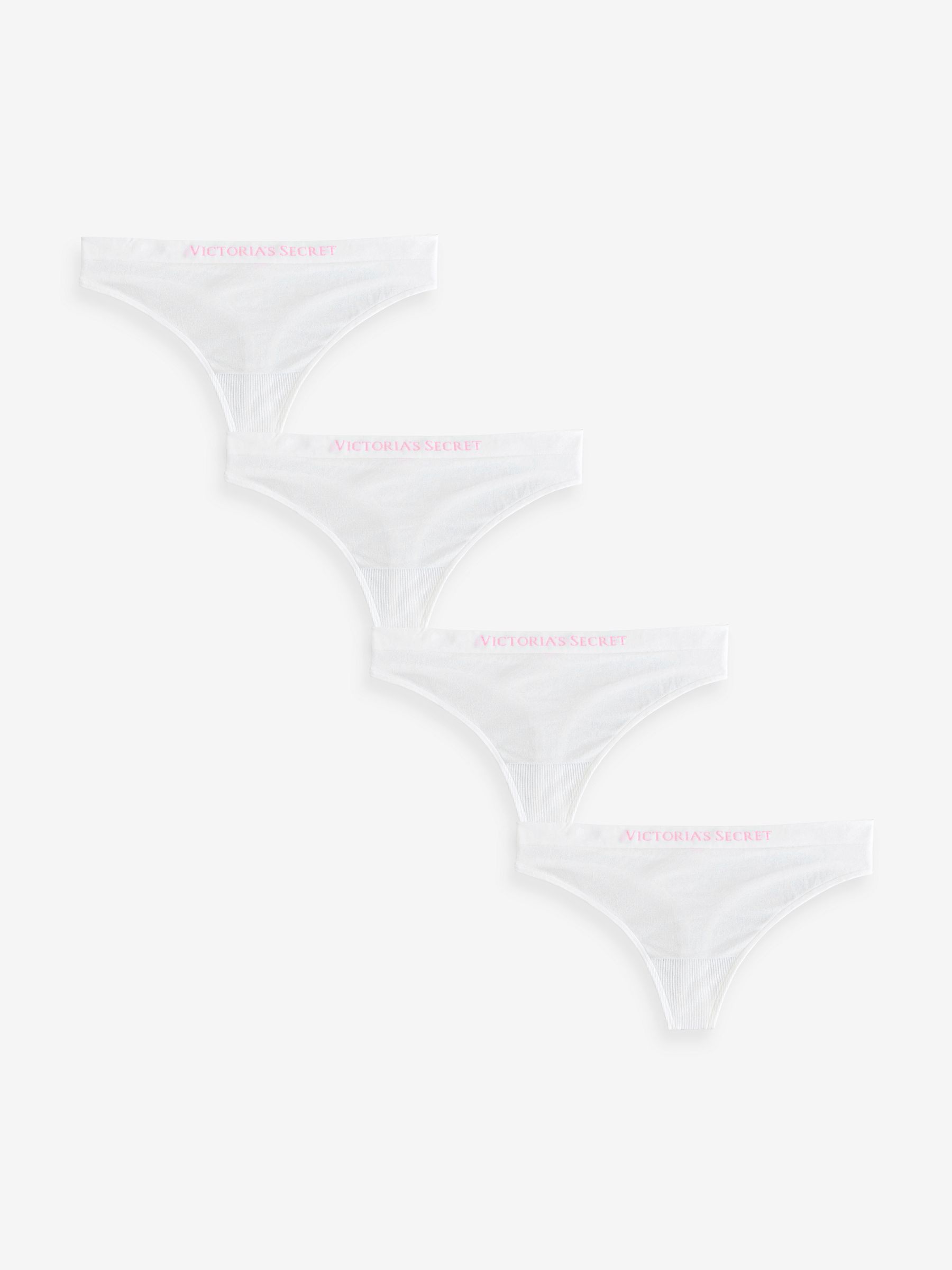 White Thong 4 Pack Logo Knickers - Image 1 of 3