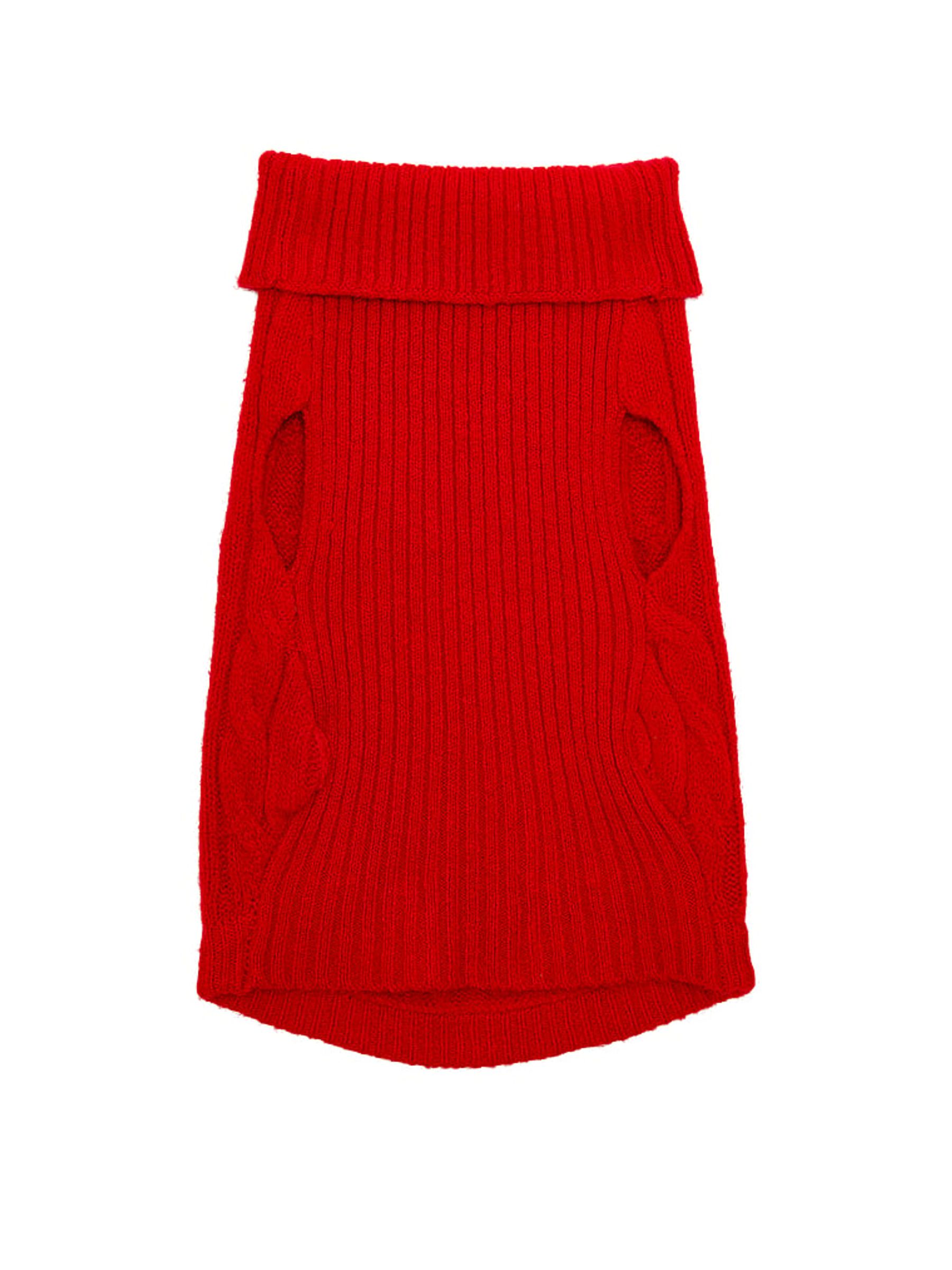 Bright Vermillion Red Cable Knit Pet Jumper - Image 2 of 3