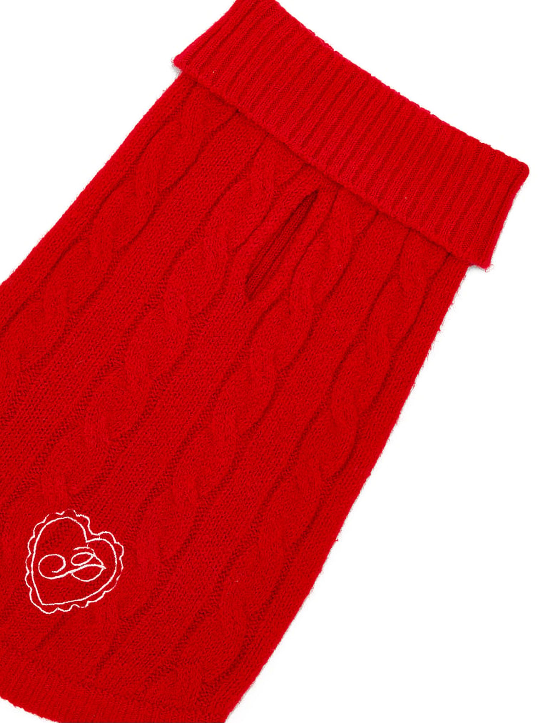 Bright Vermillion Red Cable Knit Pet Jumper - Image 3 of 3