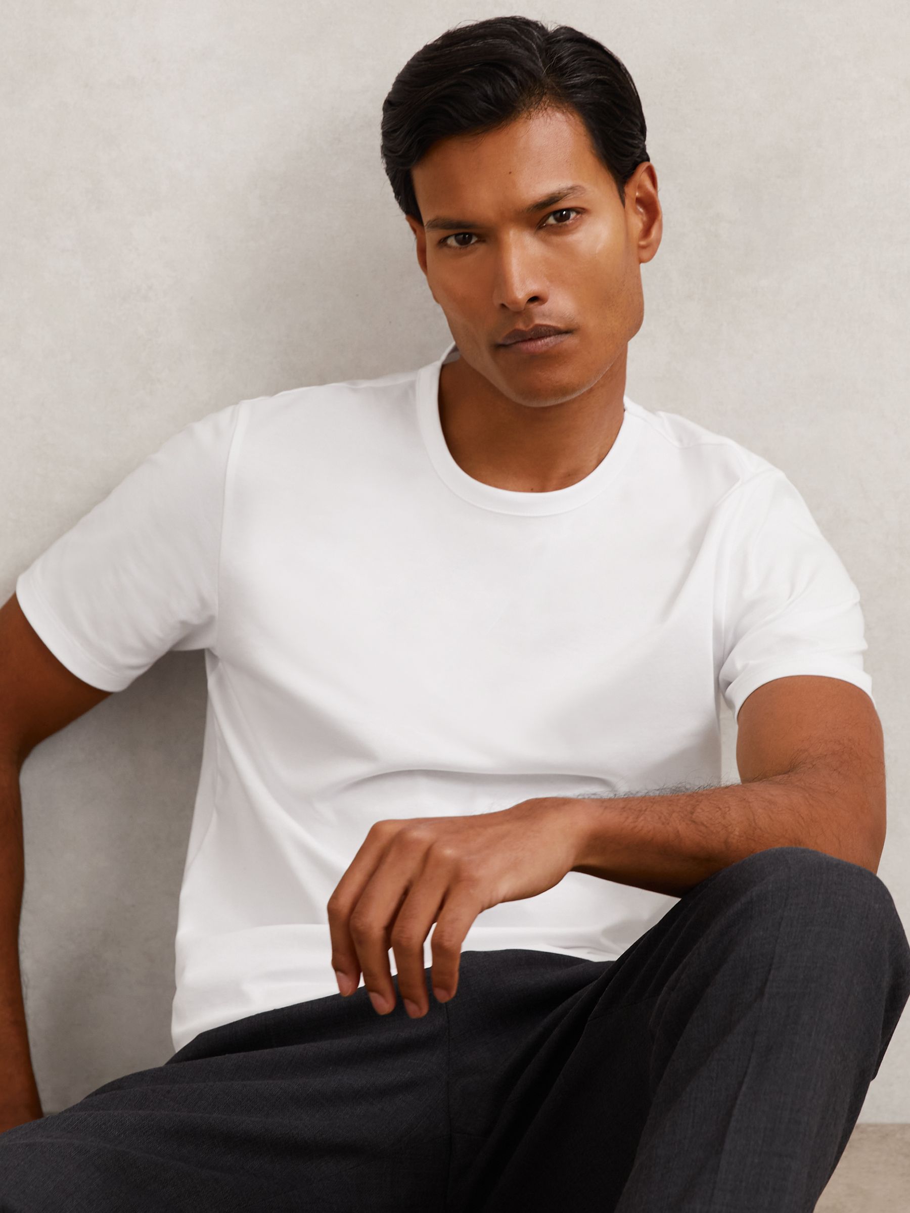 Air-Water Cotton Tailored-Fit T-Shirts 2-Pack in Navy/White - image 2
