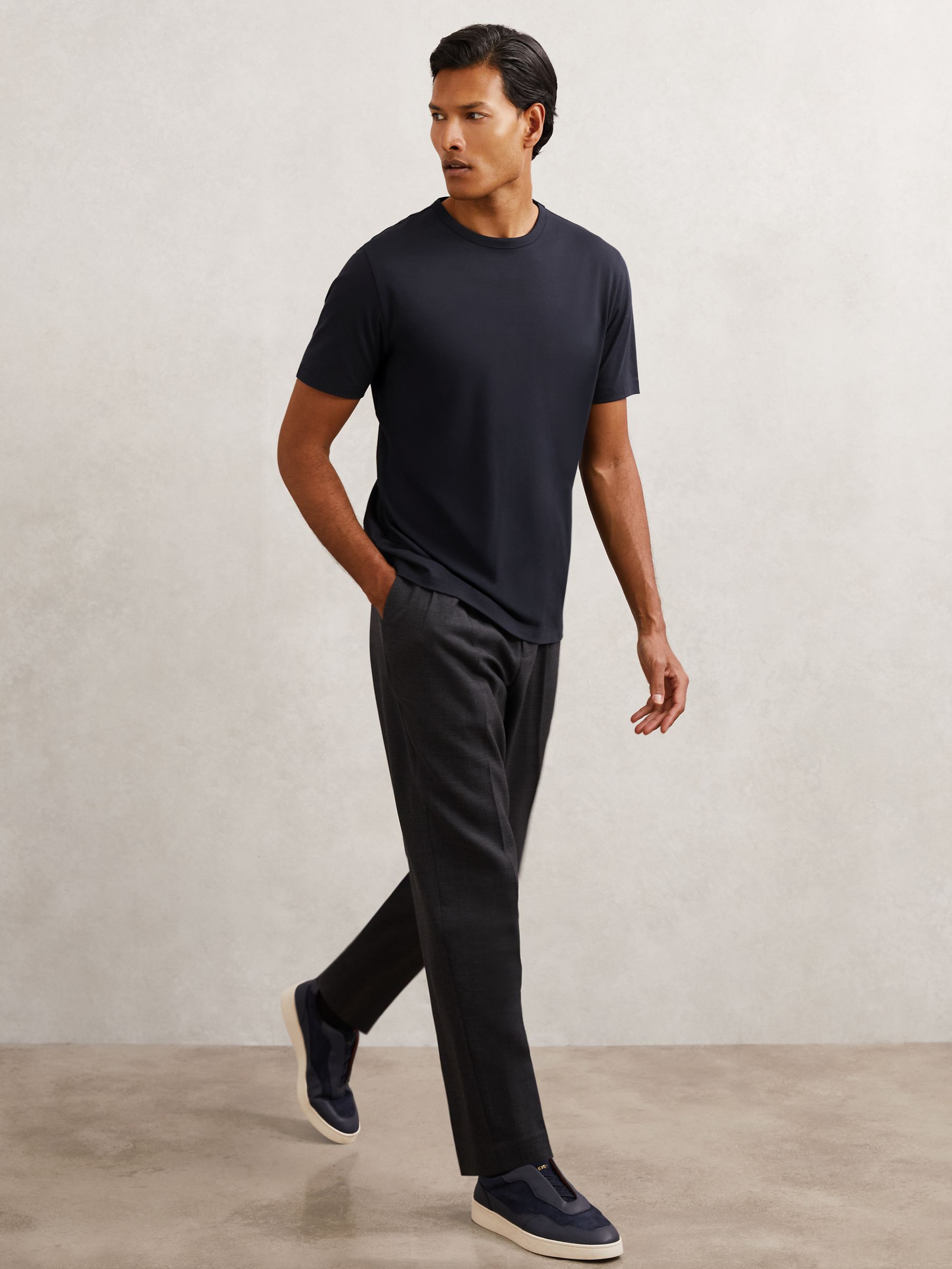 2 Pack Airwater-Cotton Crew T-Shirt in Navy/White - Image 3 of 5