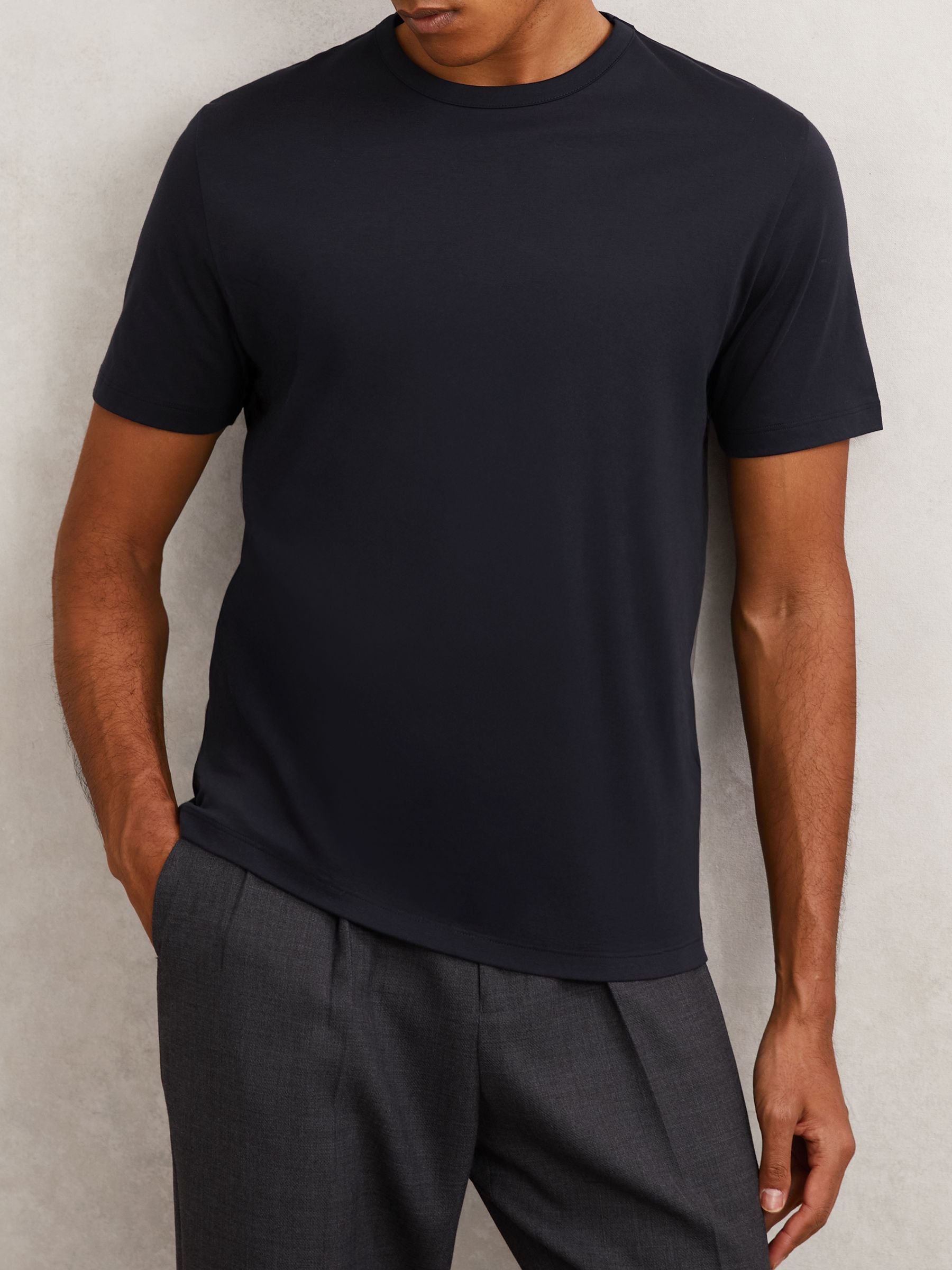 Air-Water Cotton Tailored-Fit T-Shirts 2-Pack in Navy/White - image 5