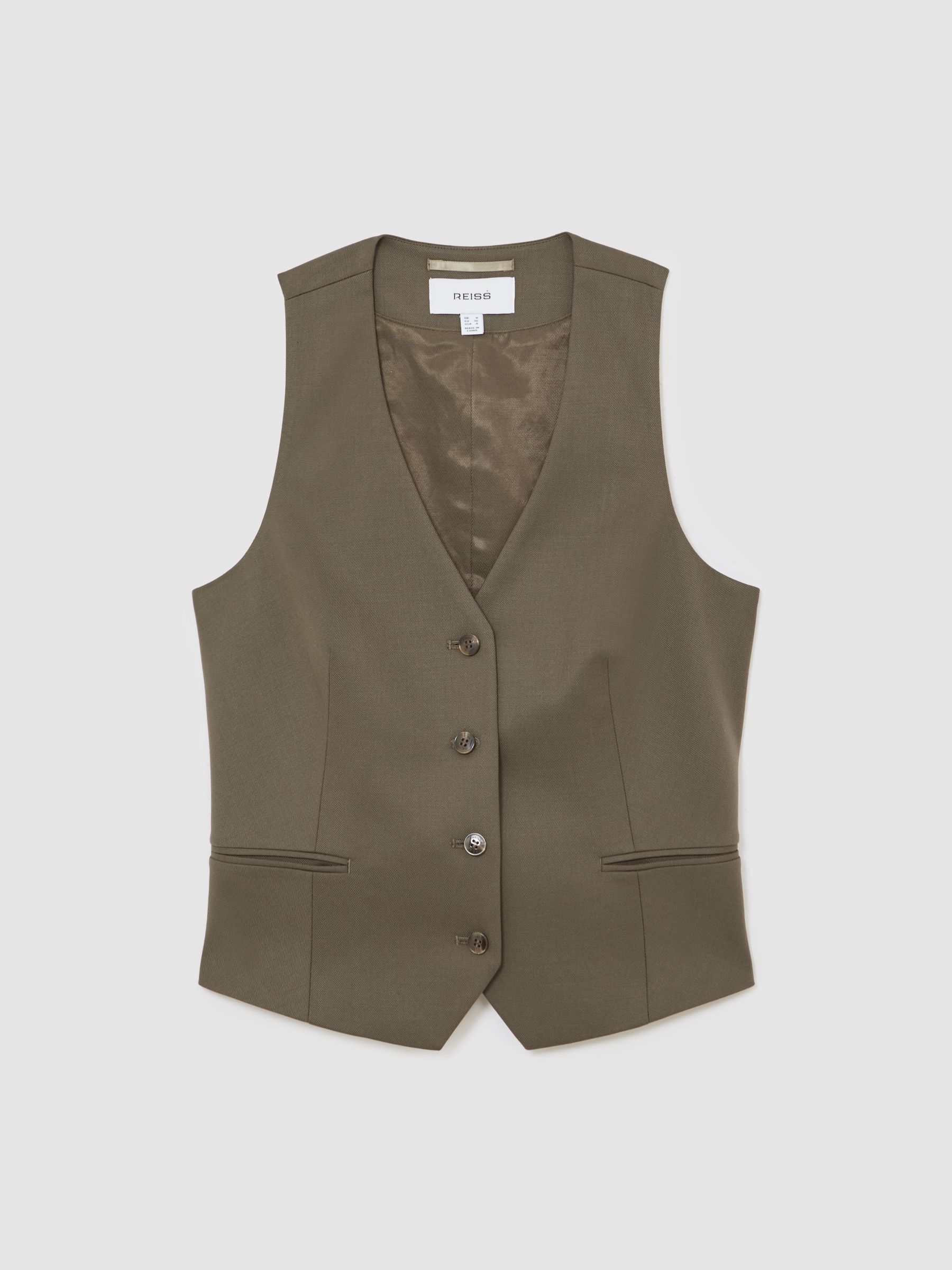 Wool-Blend Tailored Waistcoat in Green - Image 2 of 6