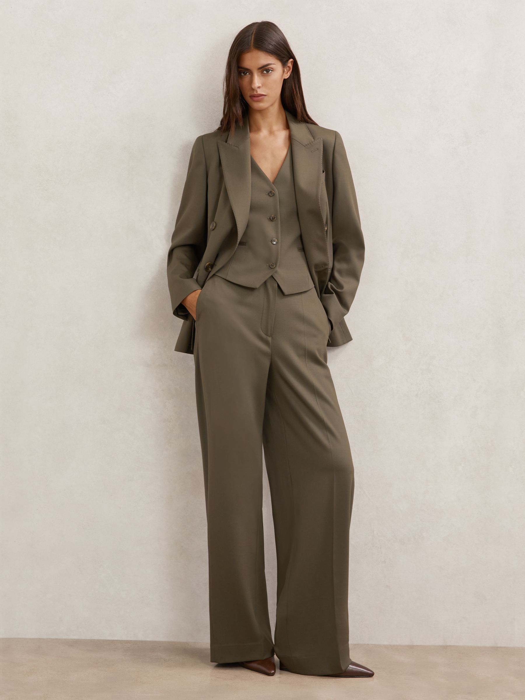 Wool-Blend Tailored Waistcoat in Green - Image 3 of 6