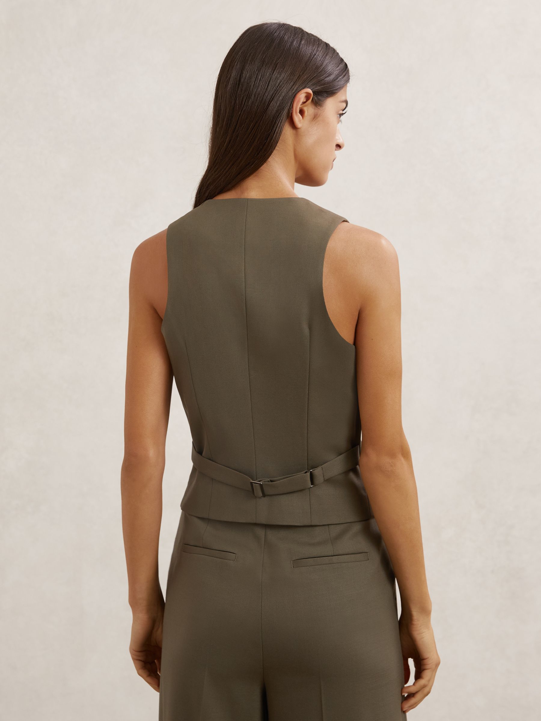 Wool-Blend Tailored Waistcoat in Green - image 4