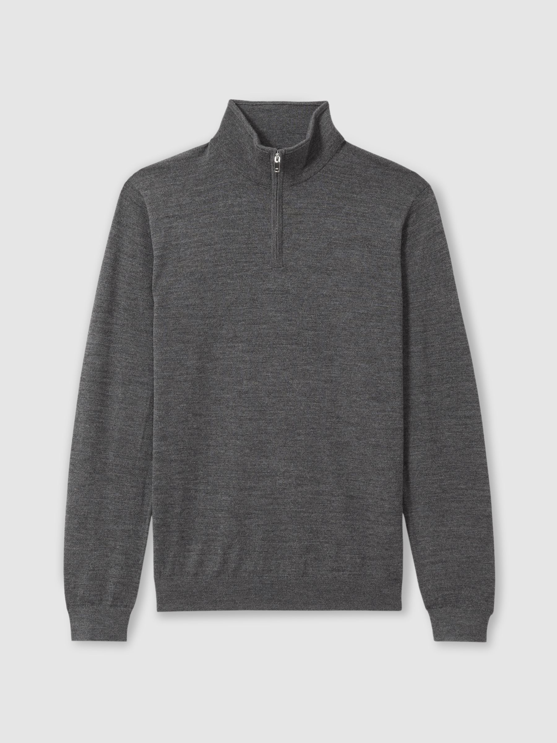 Halbzip-Pullover aus Merinowolle in Derby Grey Melange - Bild 2 von 7