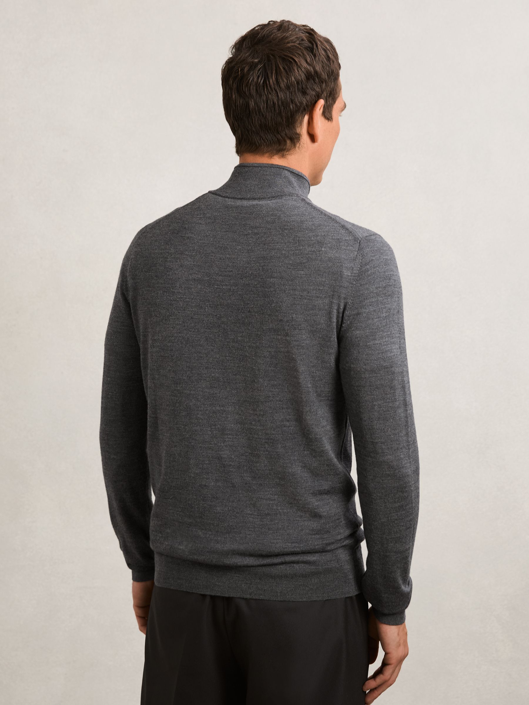 Halbzip-Pullover aus Merinowolle in Derby Grey Melange - Bild 6 von 7