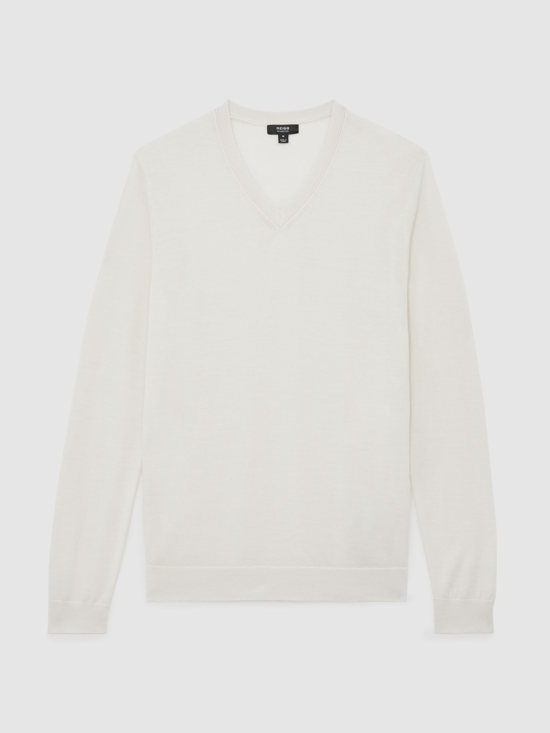 Wool V-Neck Jumper in White - image 1