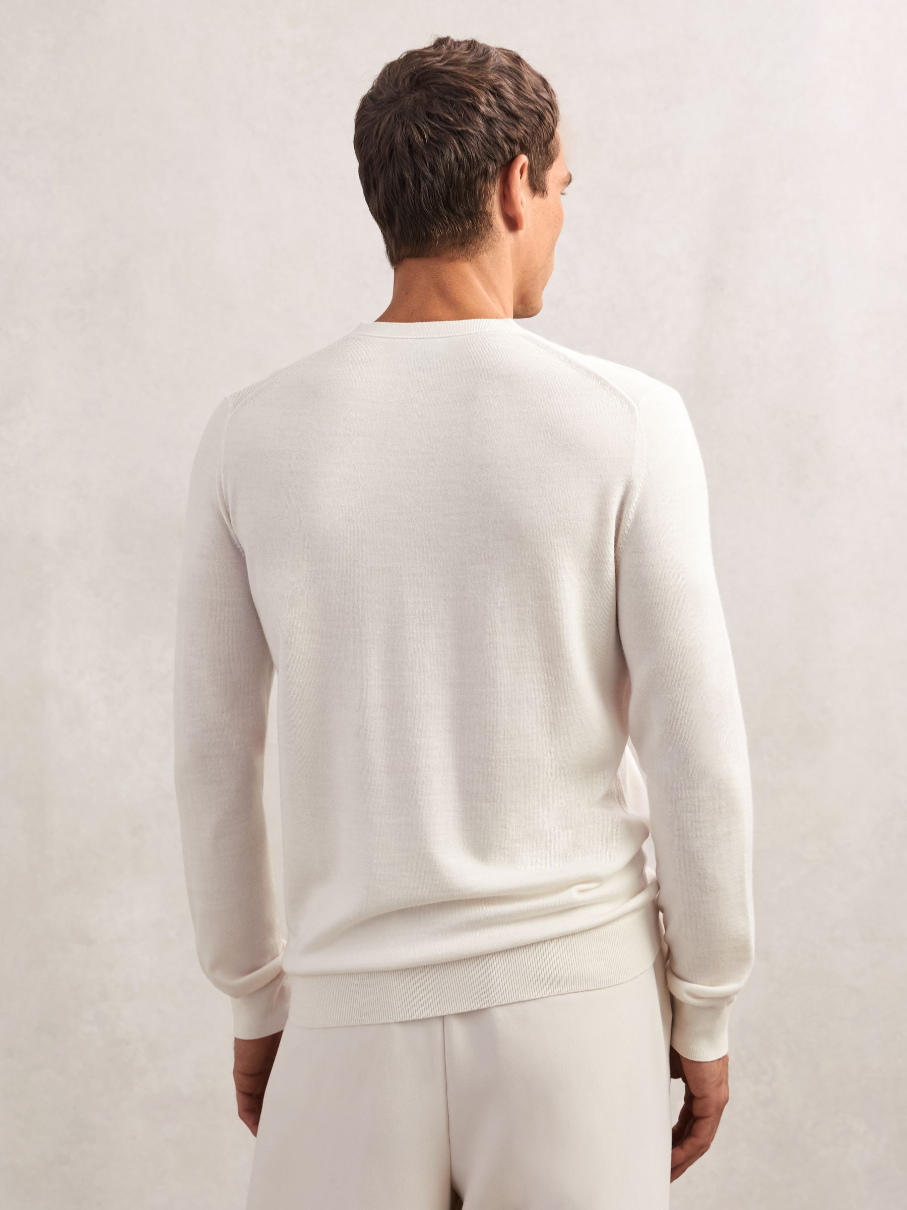 Wool V-Neck Jumper in White - image 5