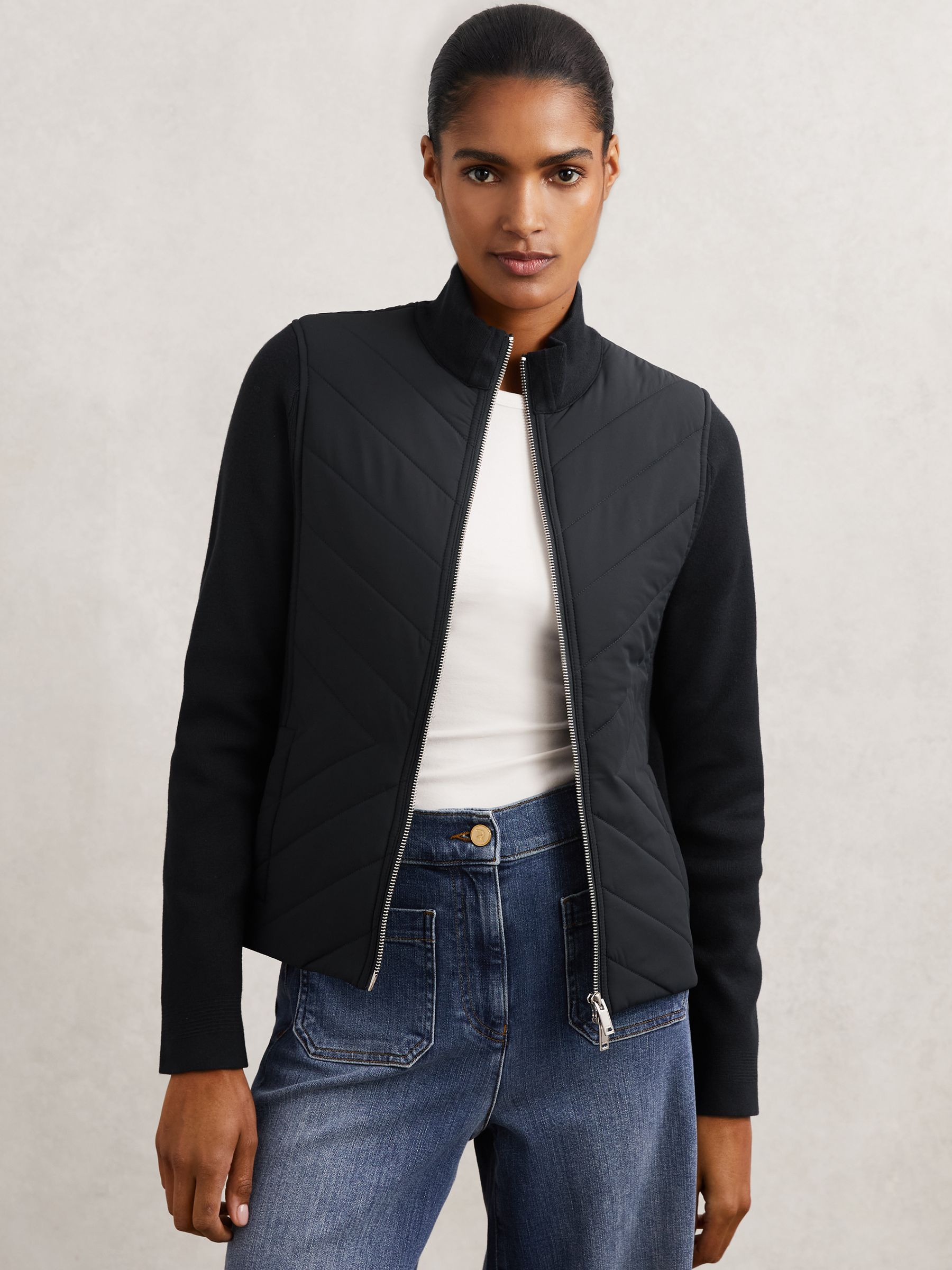 Hybrid Quilted Zip-through Knit Jacket