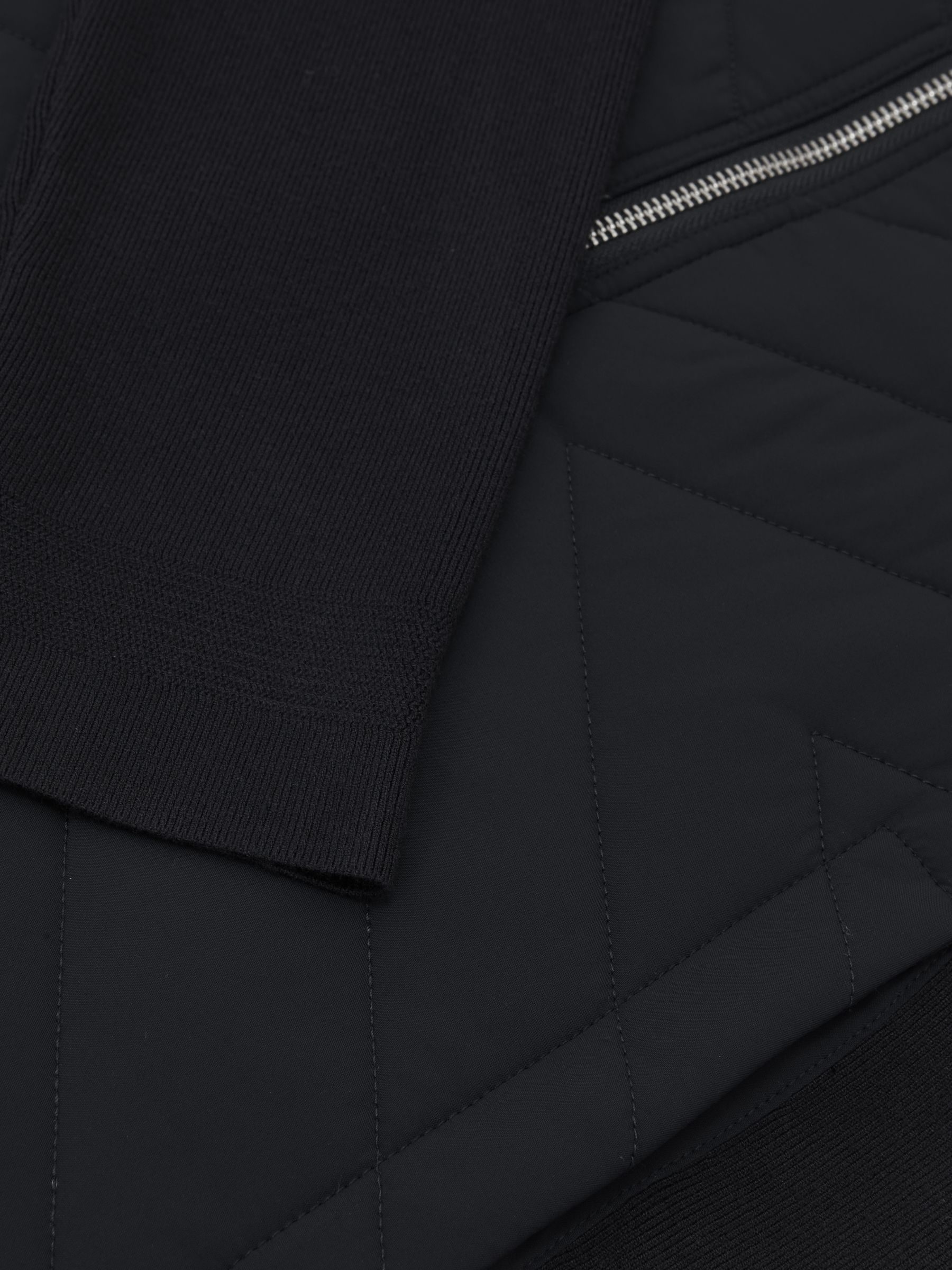 Hybrid Quilted Zip-Through Knit Jacket in Navy - Image 5 of 5