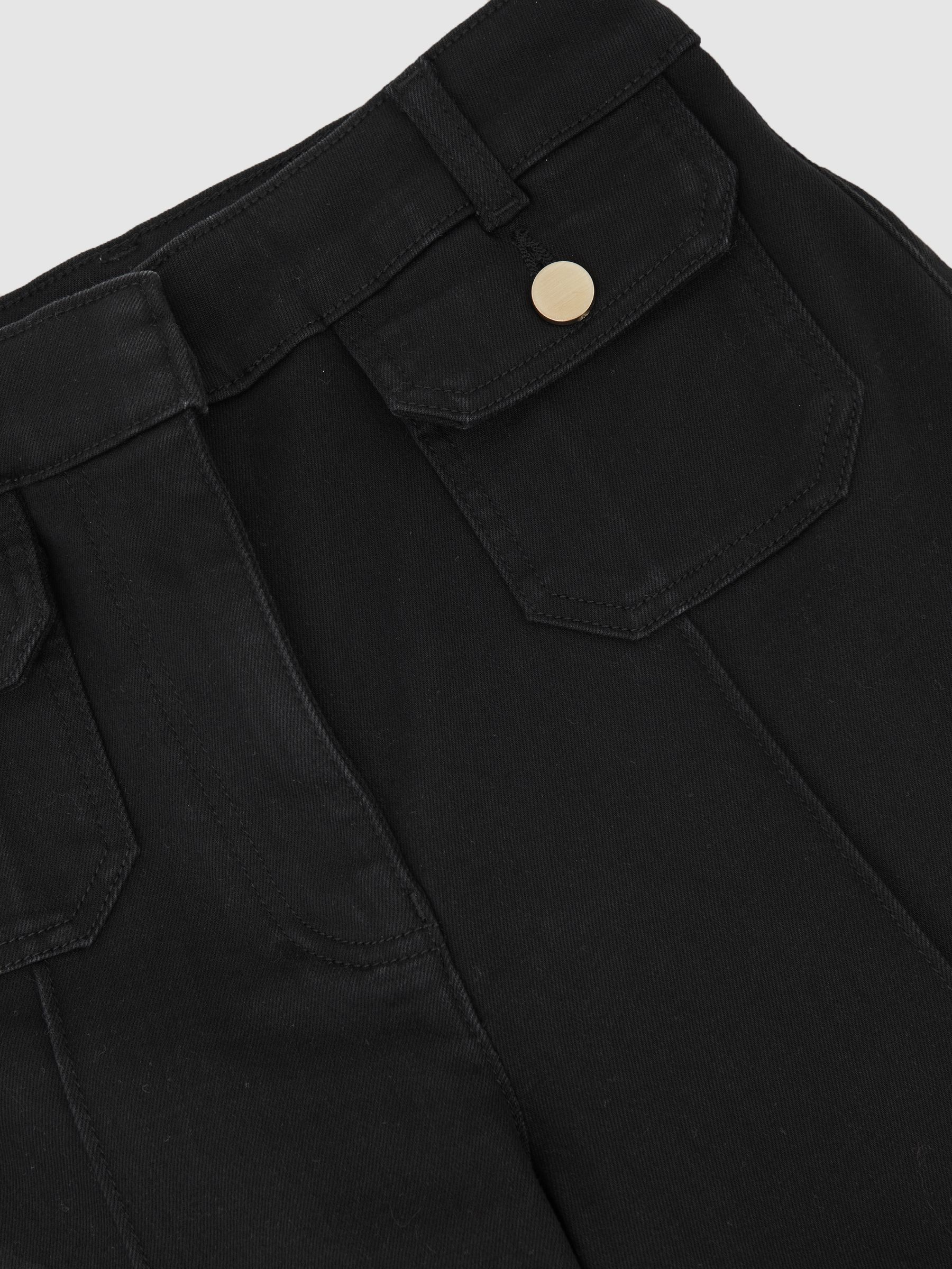 Petite Flared Pocket-Detail Jeans in Black - image 3