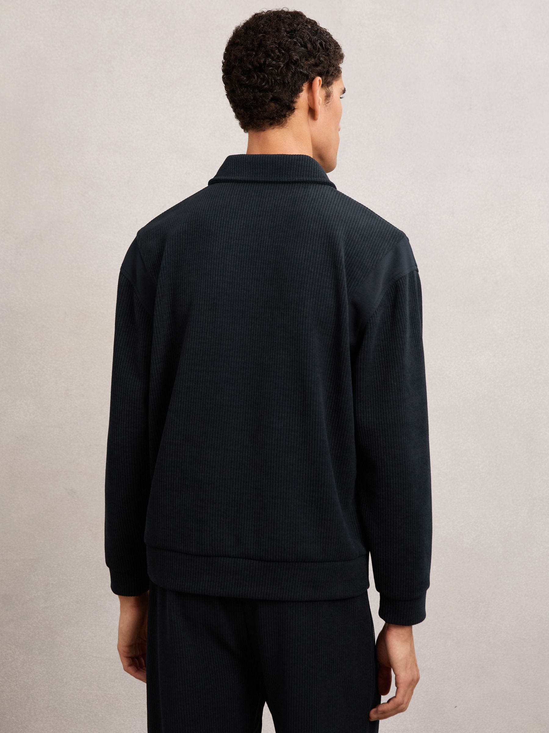 Corduroy Half-Zip Polo Shirt in Navy - image 4