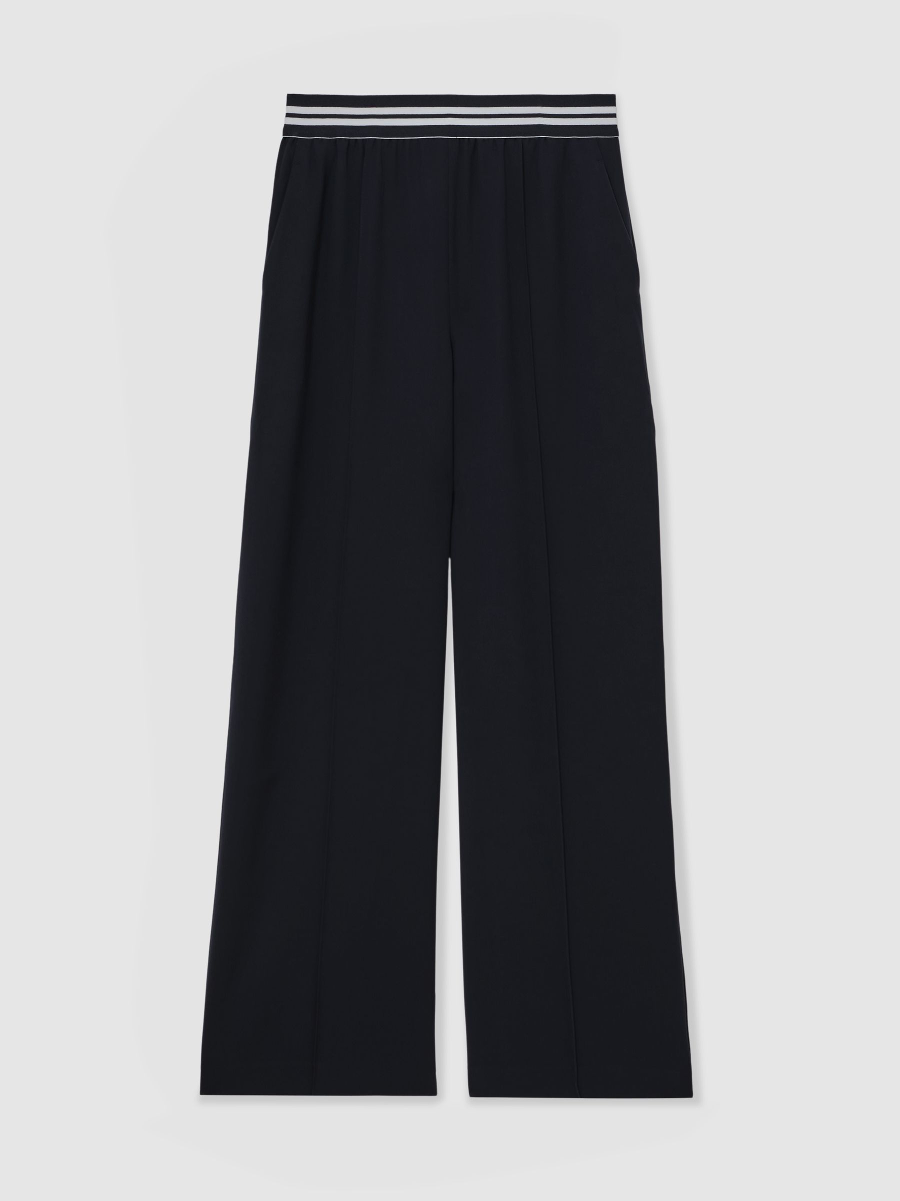 Petite Elasticated-Waist Wide-Leg Trousers in Navy