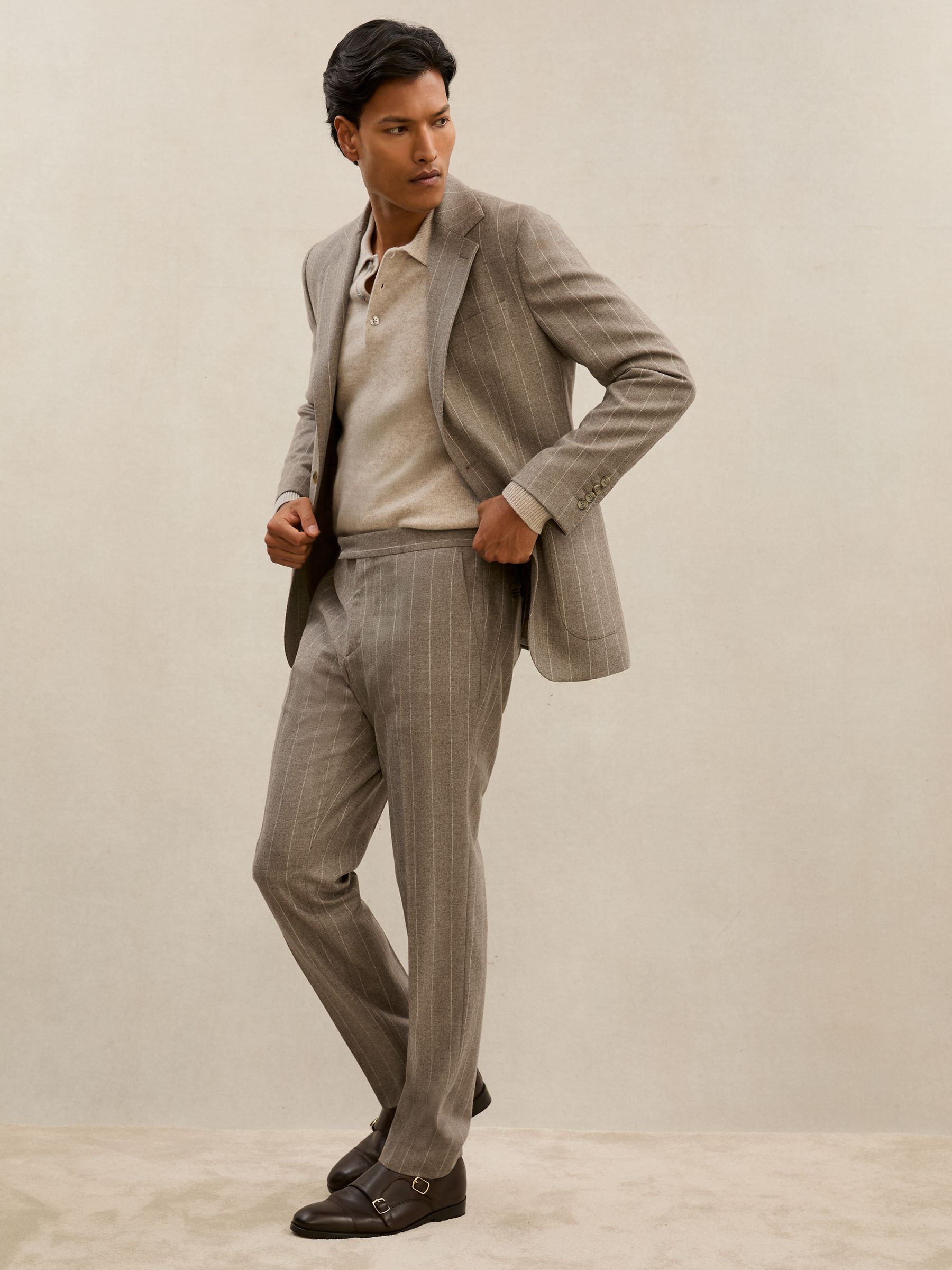Atelier Wool Pinstripe Tailored-fit Suit Trousers