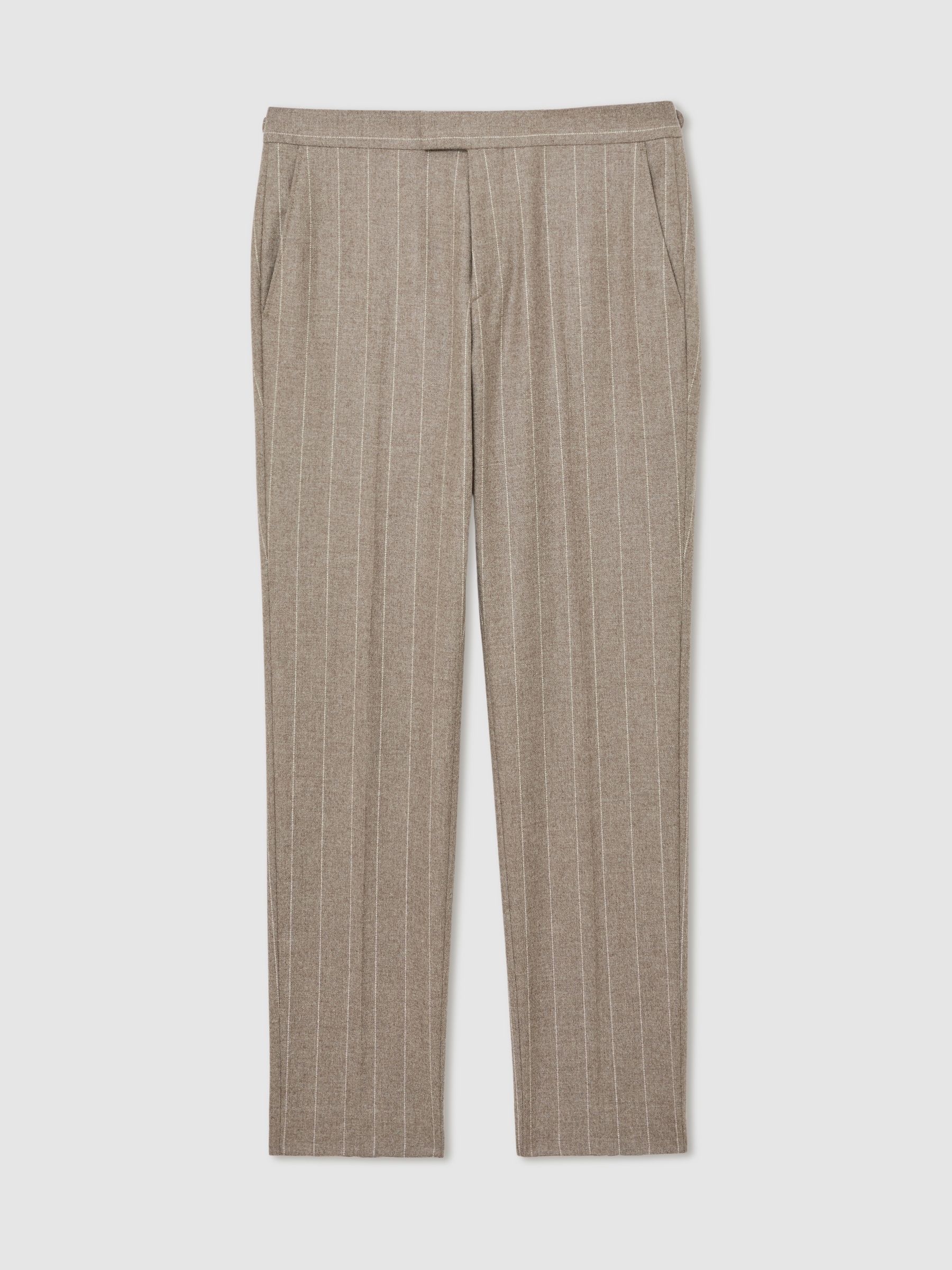 Atelier Wool Pinstripe Tailored-Fit Suit Trousers in Mocha Brown - image 1