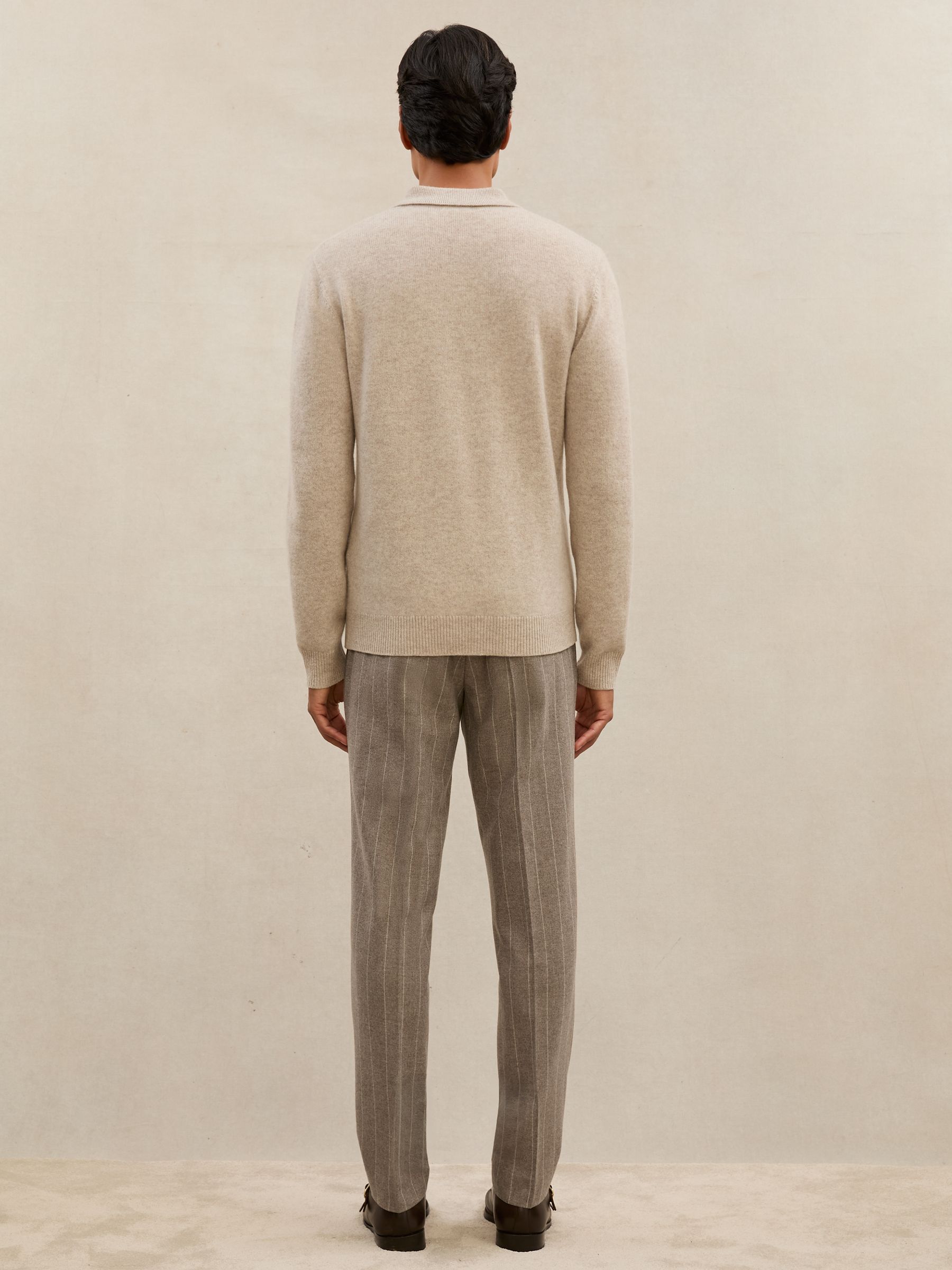 Atelier Wool Pinstripe Tailored-Fit Suit Trousers in Mocha Brown - image 4