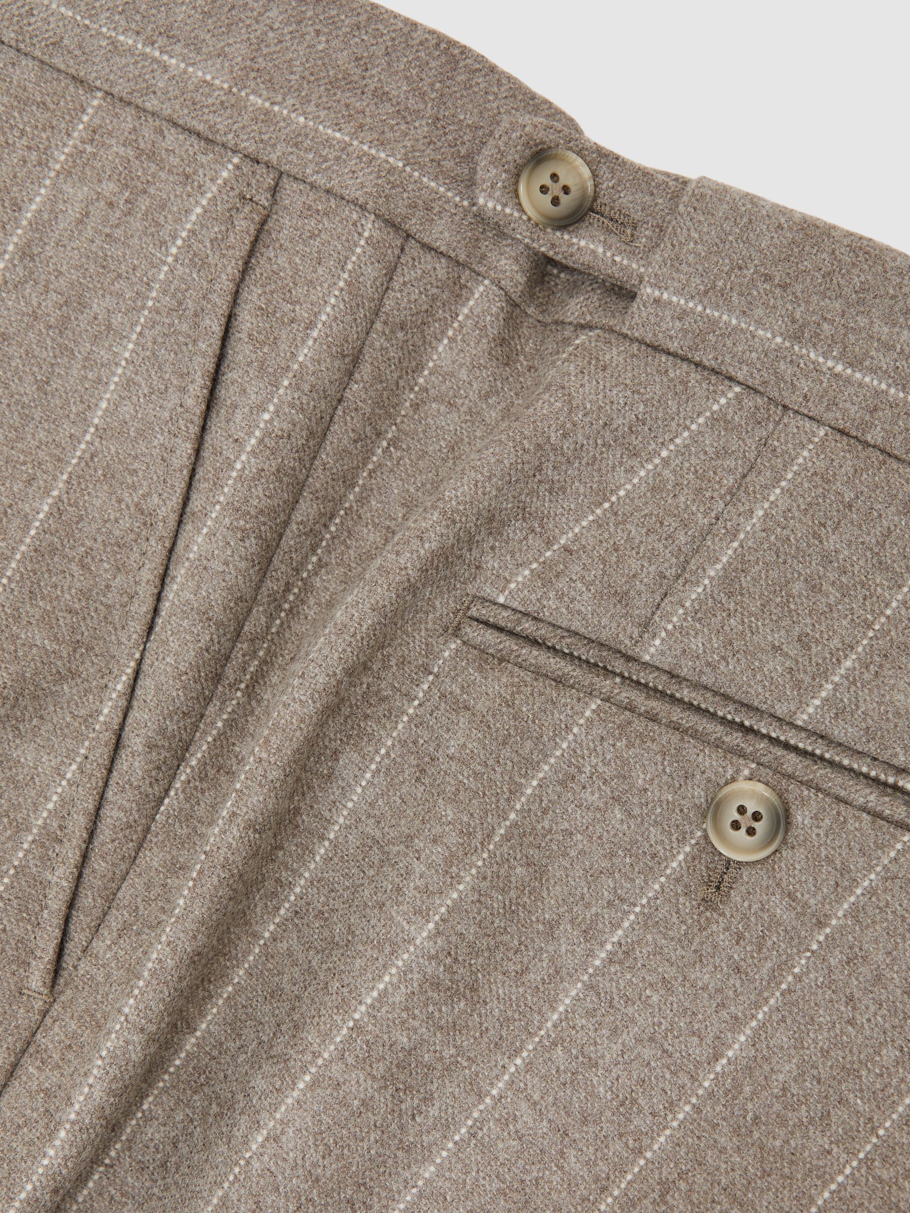 Atelier Wool Pinstripe Tailored-Fit Suit Trousers in Mocha Brown - Image 6 of 7