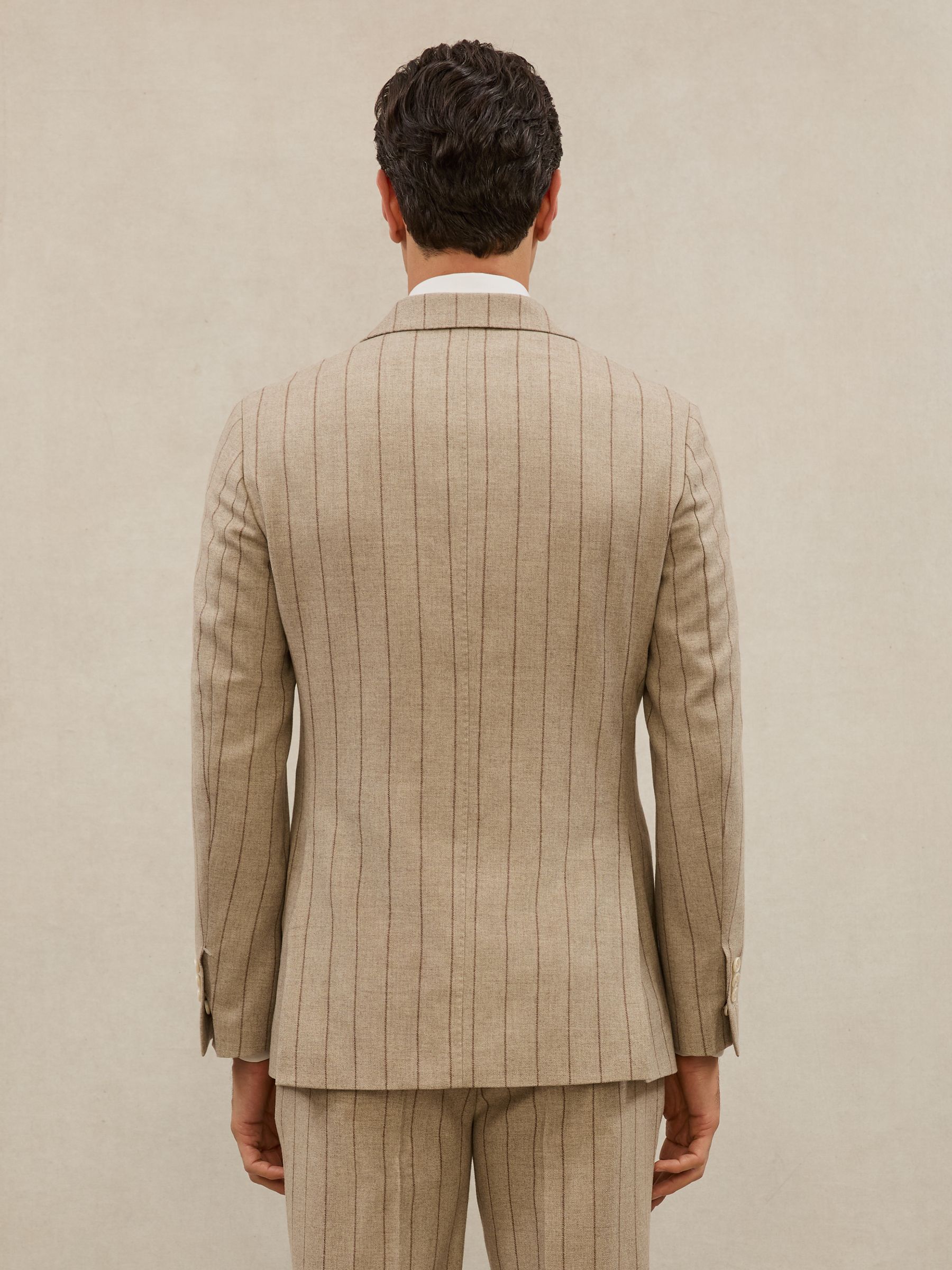 Atelier Wool Double-Breasted Blazer Pinstripe Classic-Fit in Mocha Brown - Image 5 of 9