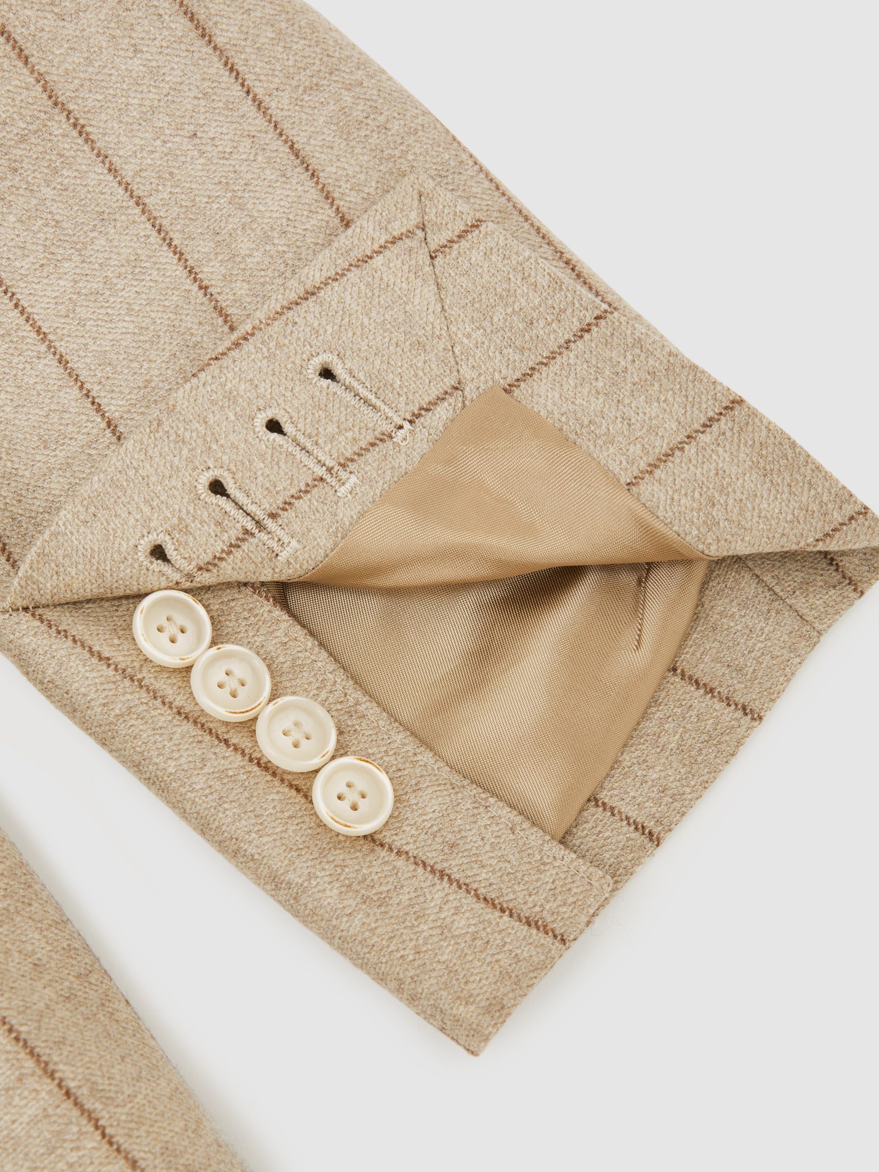 Atelier Wool Double-Breasted Blazer Pinstripe Classic-Fit in Mocha Brown - Image 8 of 9