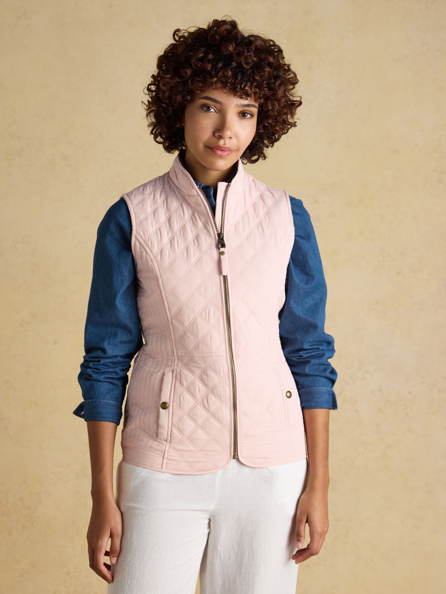 Minx Light Pink Showerproof Diamond Quilted Gilet - Image 1 of 10