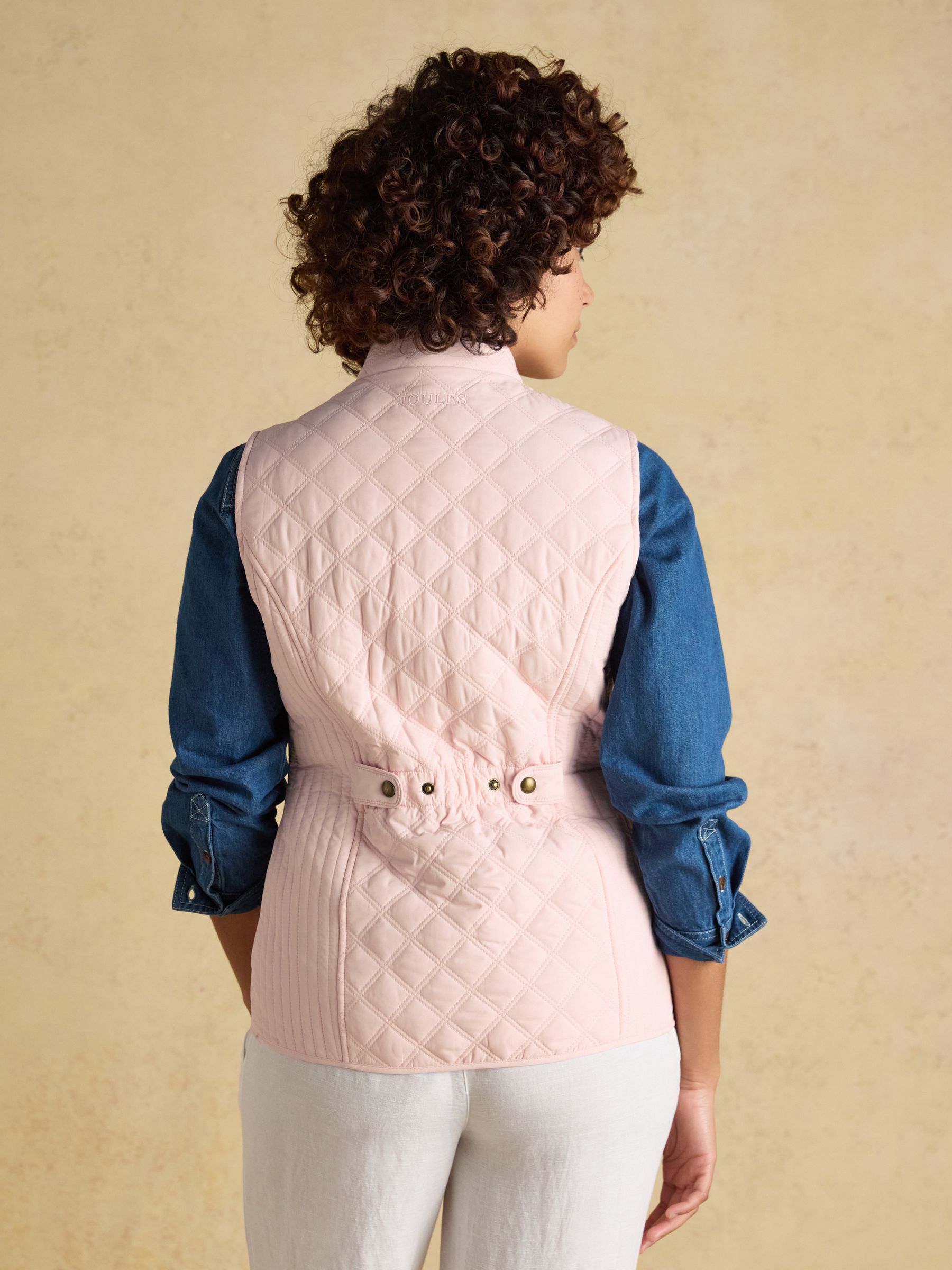 Minx Light Pink Showerproof Diamond Quilted Gilet | Joules