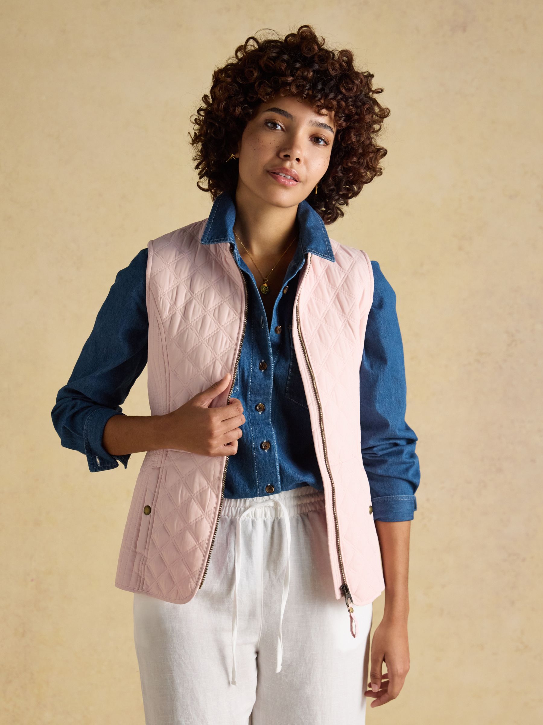 Minx Light Pink Showerproof Diamond Quilted Gilet - Image 7 of 10