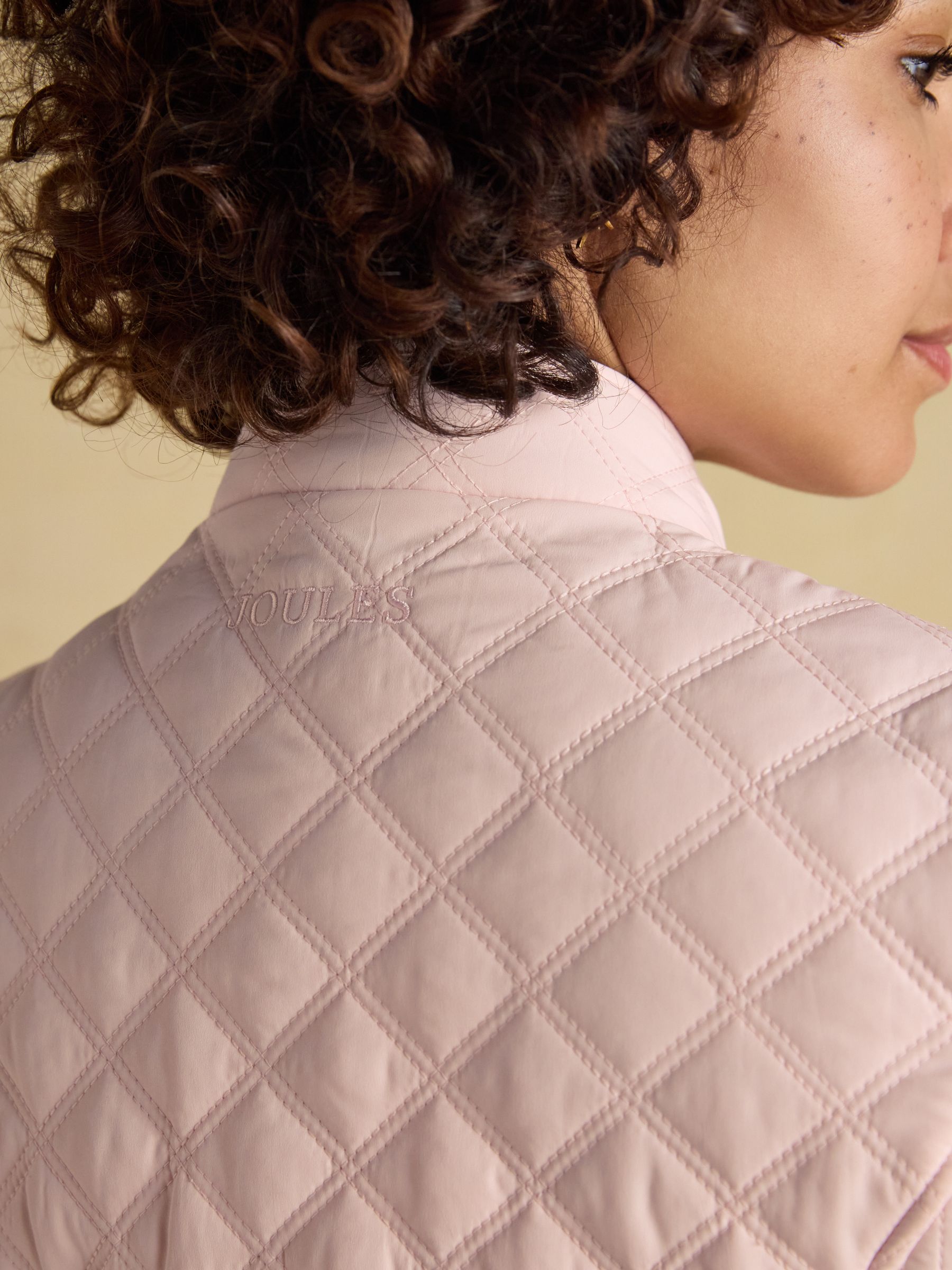 Minx Light Pink Showerproof Diamond Quilted Gilet | Joules