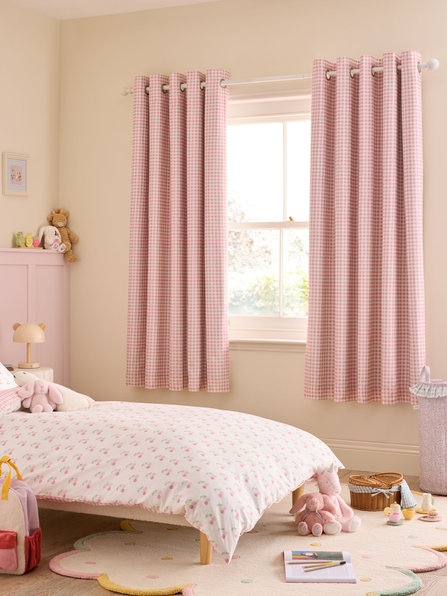 Pink Gingham Blackout Lined Curtains - Image 1 of 5