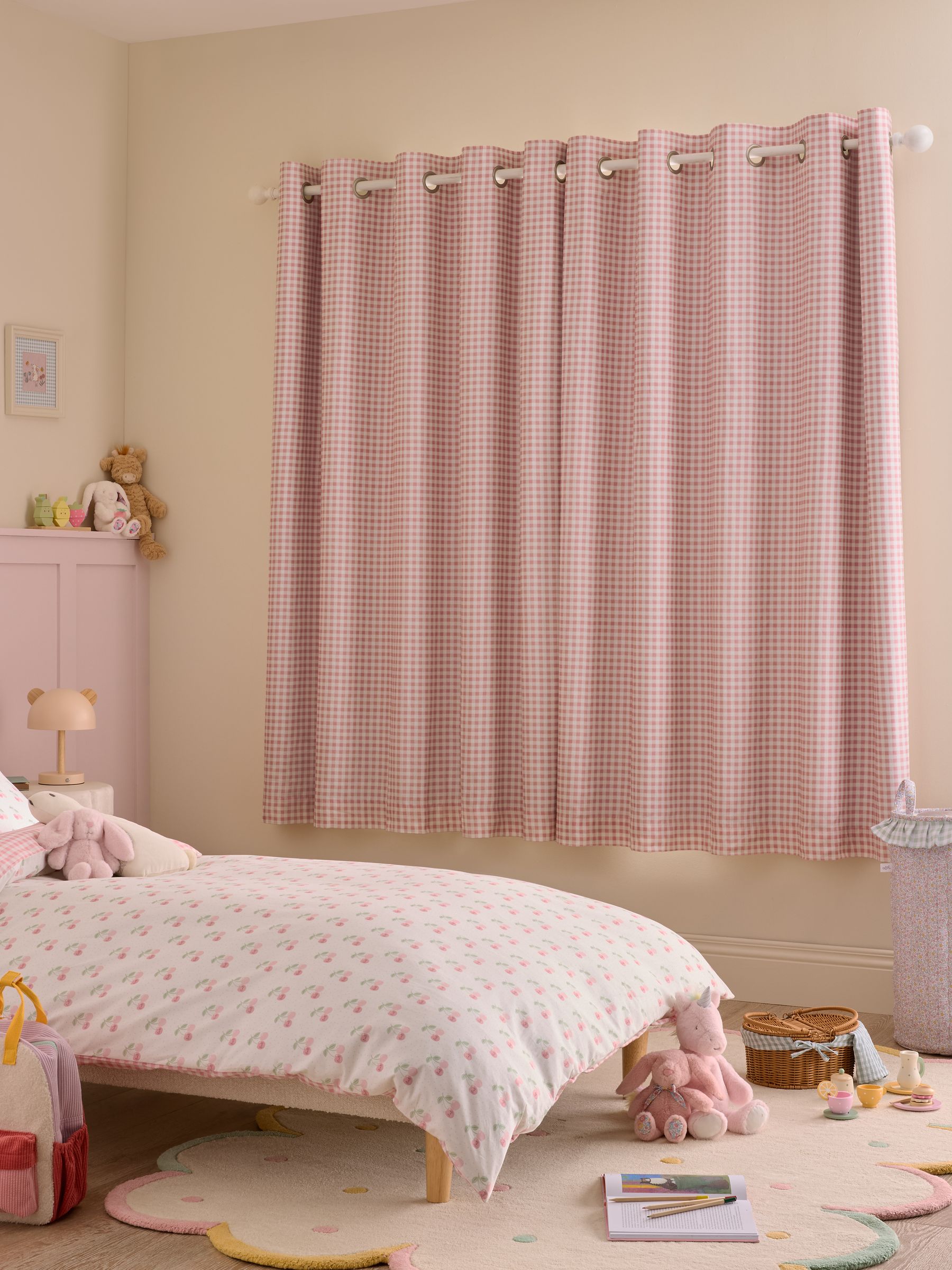 Pink Gingham Blackout Lined Curtains - Image 2 of 5