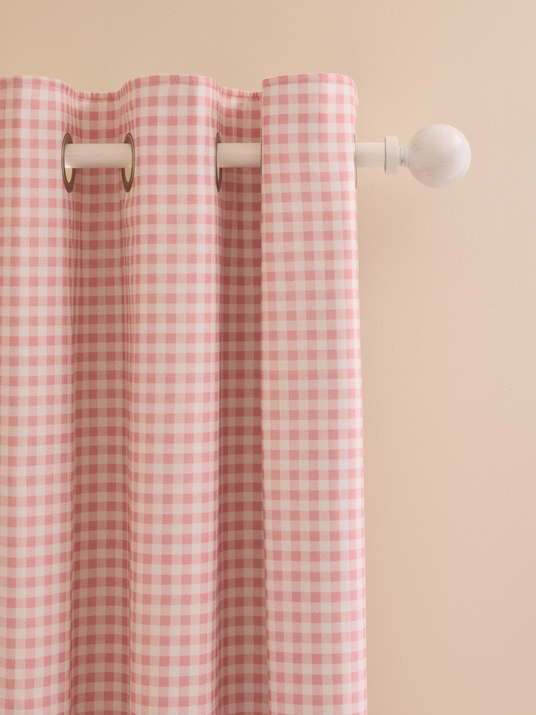 Pink Gingham Blackout Lined Curtains - Image 3 of 5