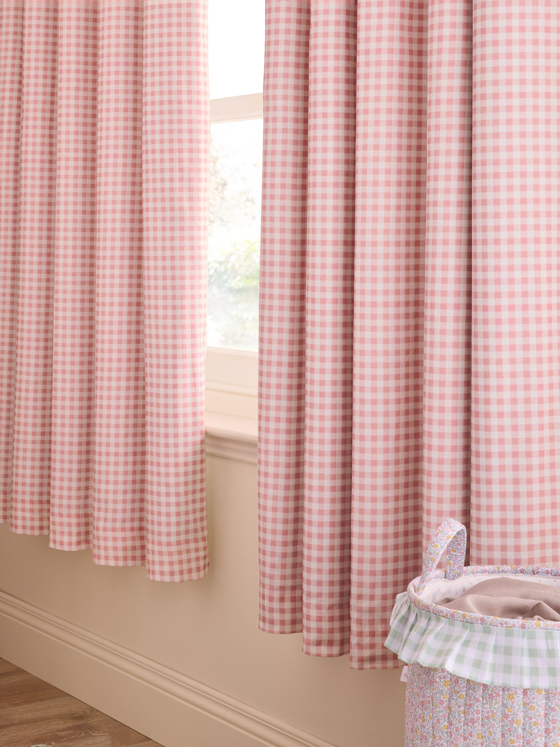 Pink Gingham Blackout Lined Curtains - Image 4 of 5