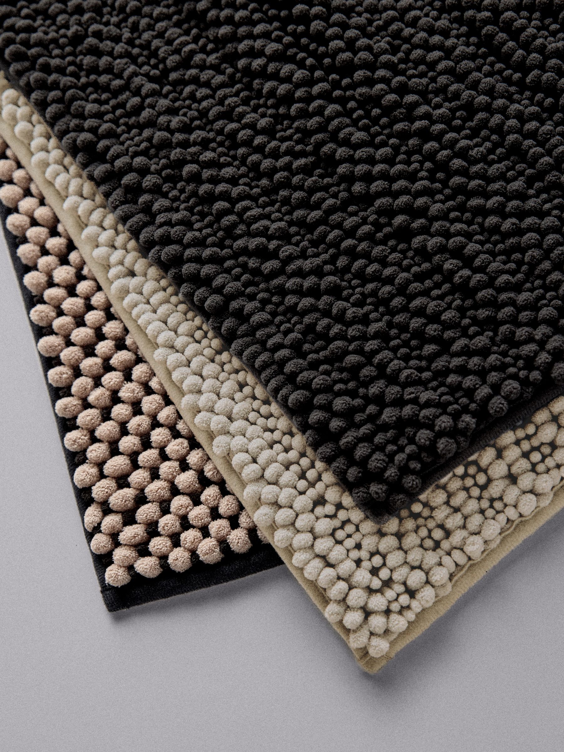 3 Pack Black/Natural Bobble Bath Mats - Image 6 of 6