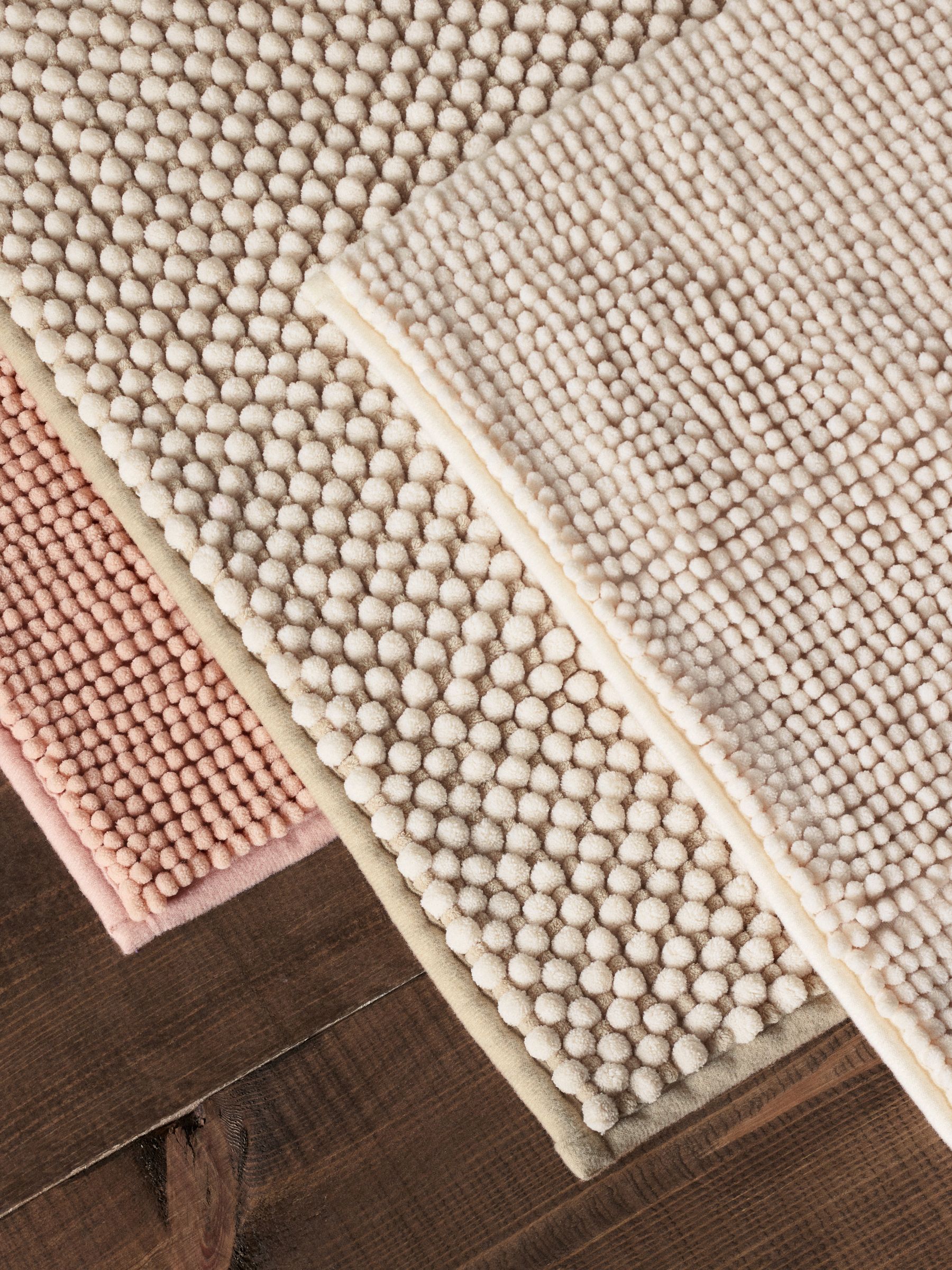 3 Pack Pink/Natural Bobble Bath Mats - Image 2 of 6