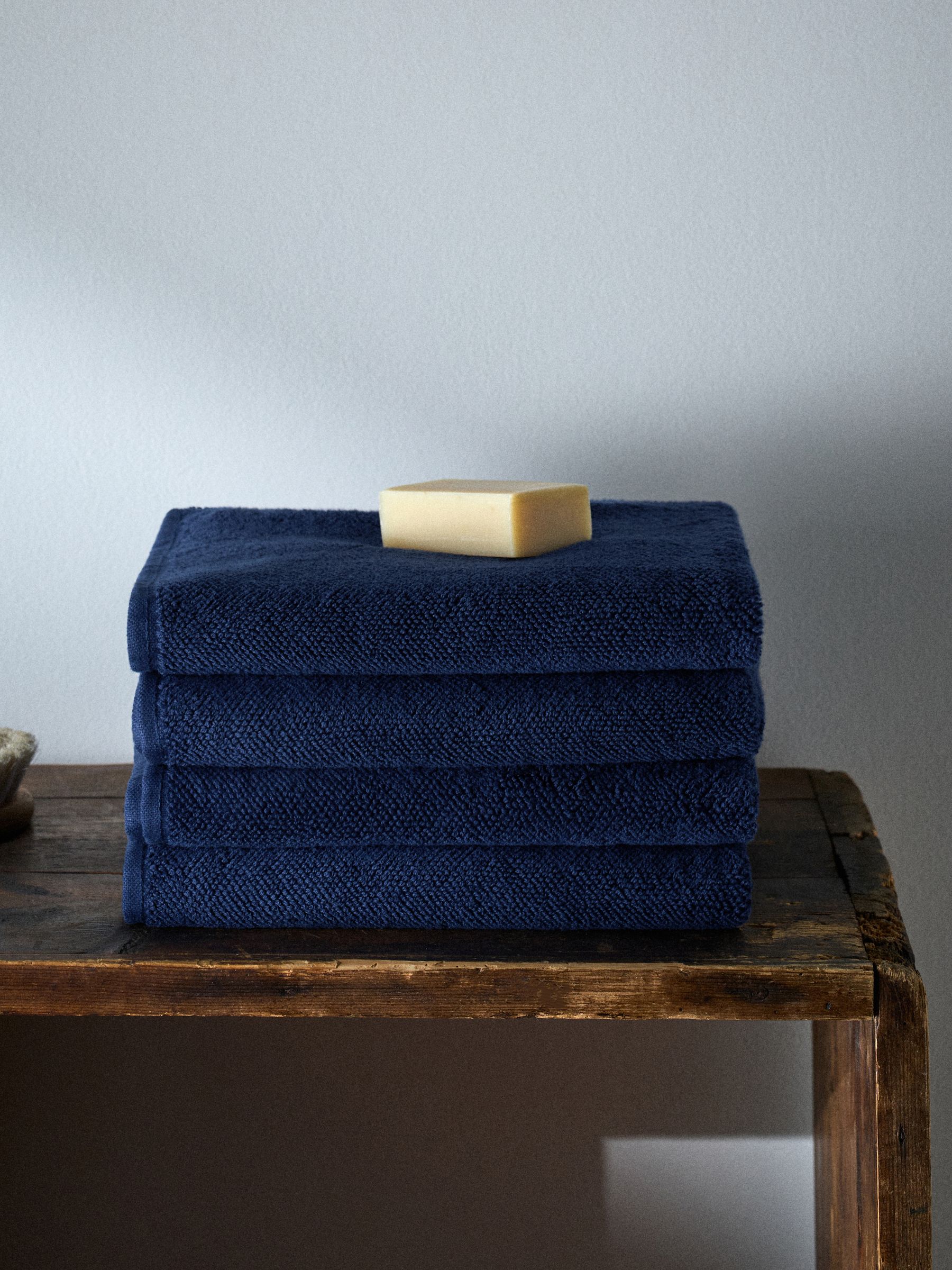 Navy Blue Set of 4 Popcorn Textured Hand Towels - Image 2 of 4