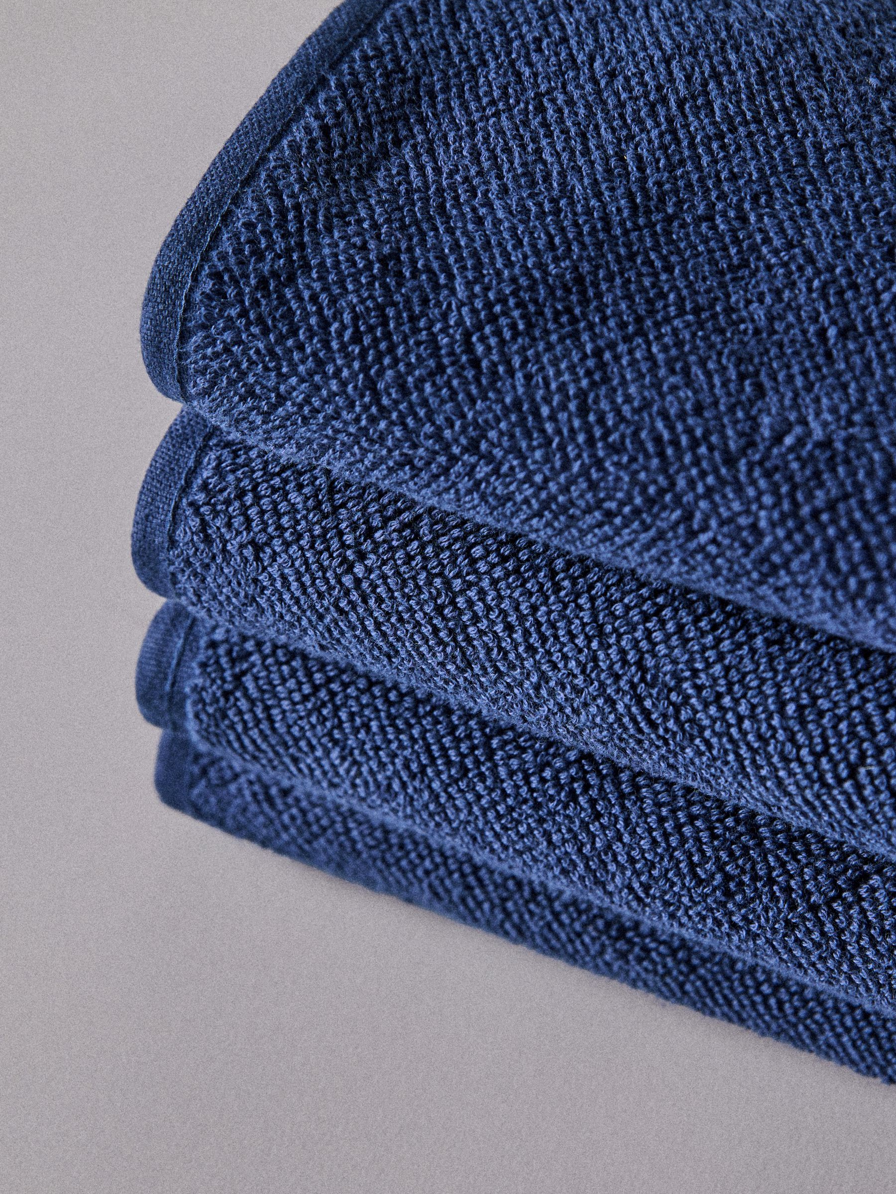 Navy Blue Set of 4 Popcorn Textured Hand Towels - Image 4 of 4
