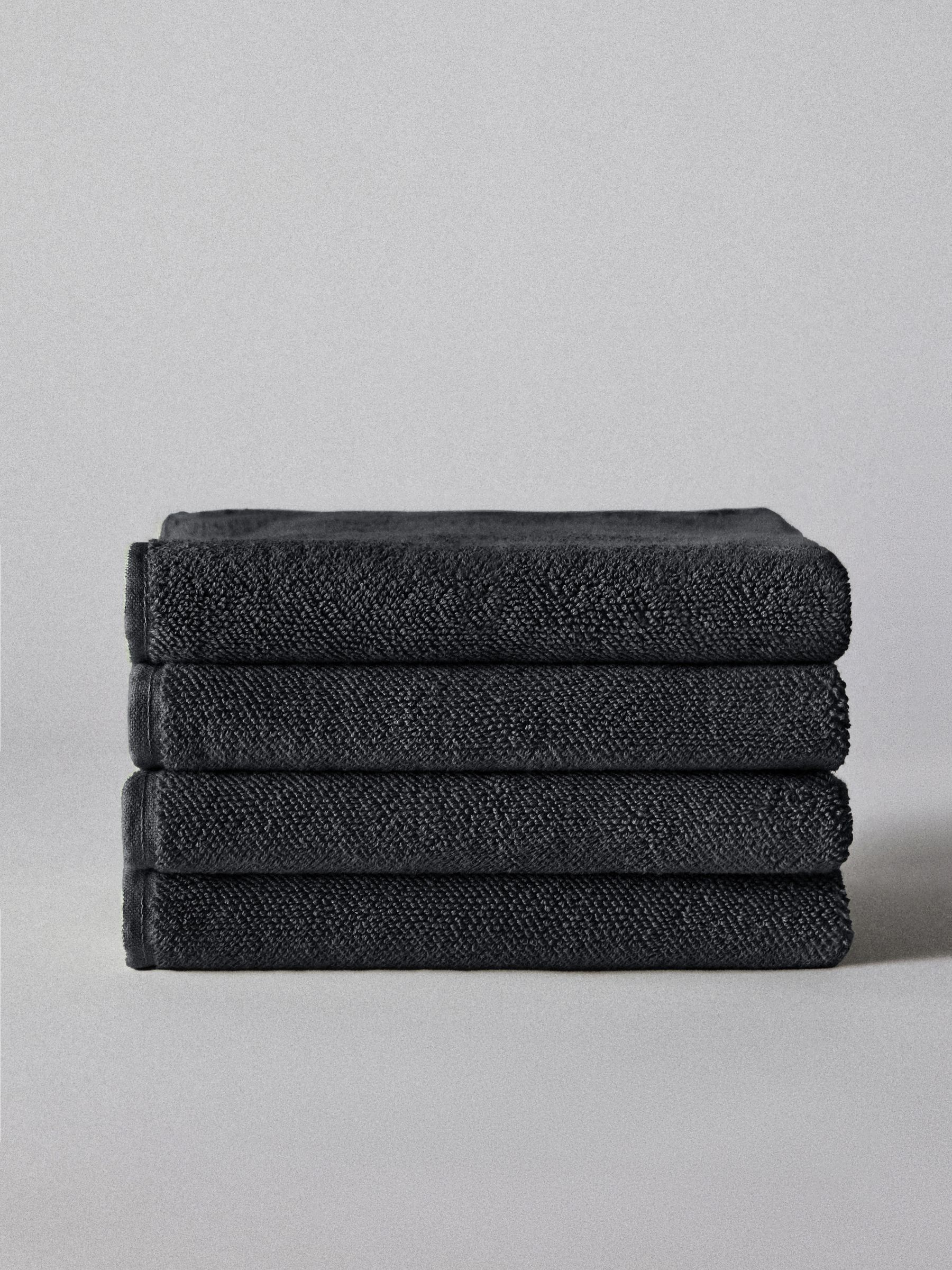Charcoal Grey Set of 4 Popcorn Textured Hand Towels - Image 1 of 4